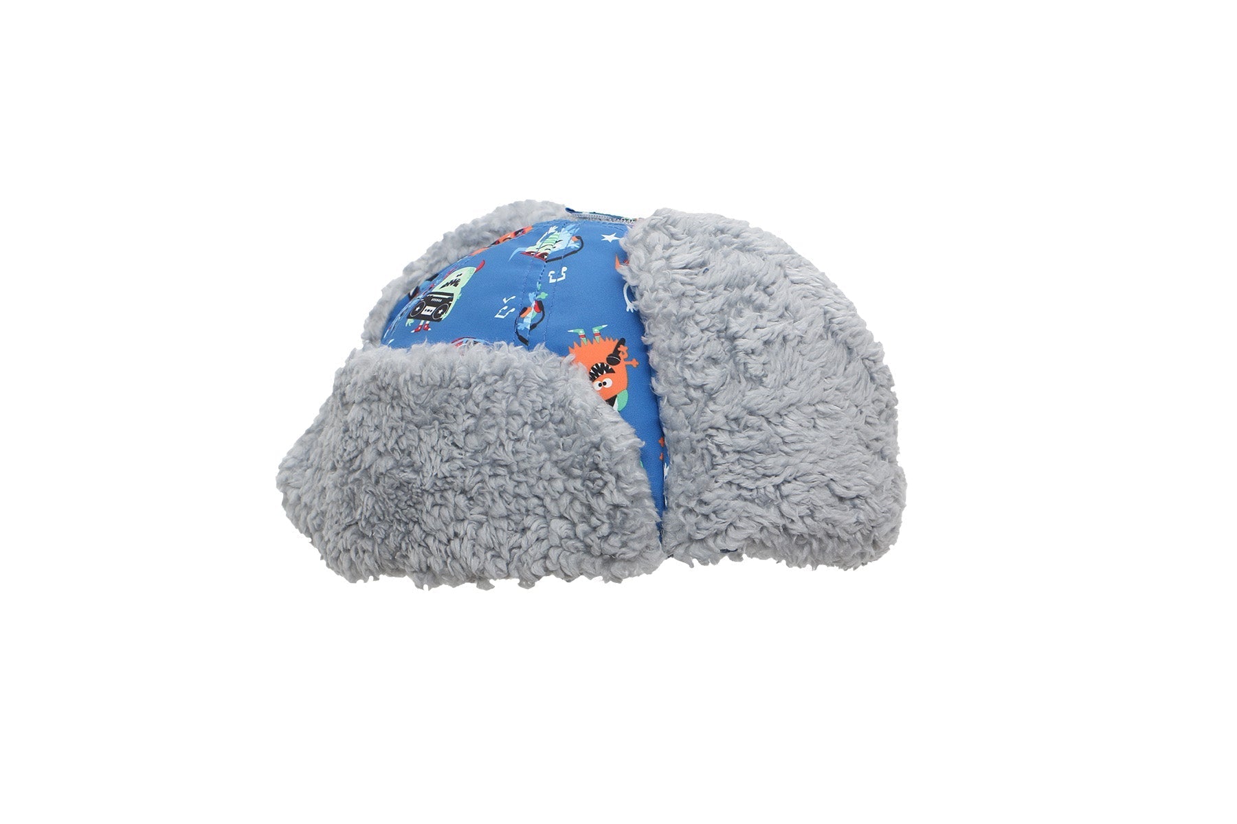 Baby/kids Water Repellent Trapper Hat - Monsters (blue)