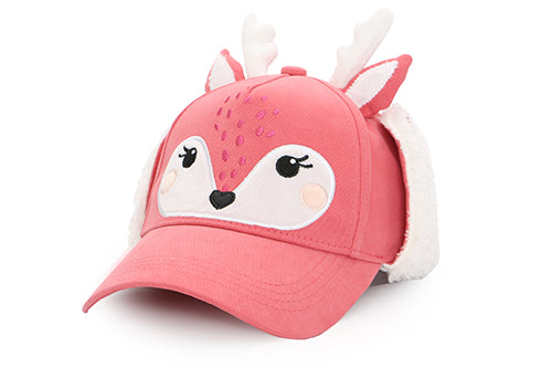 Toddler/kids 3d Winter Cap With Ear Flaps - Deer