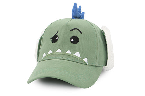 Toddler/kids 3d Winter Cap With Ear Flaps - Dinosaur