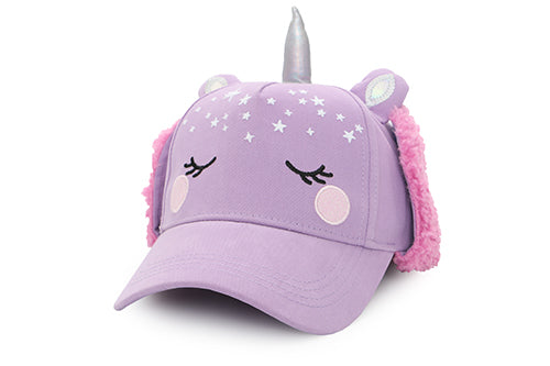 Toddler/kids 3d Winter Cap With Ear Flaps - Unicorn