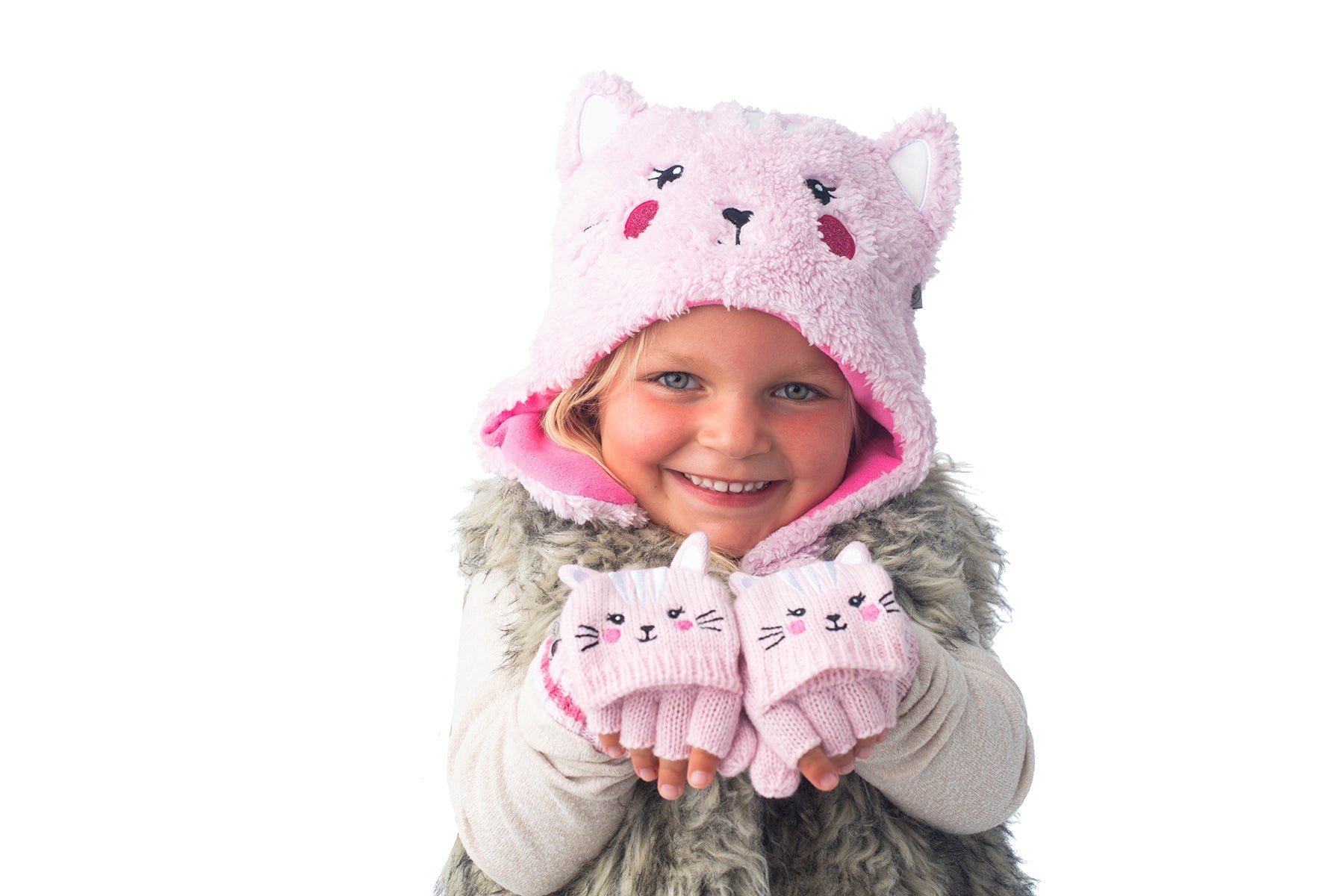 Baby/kids Reversible Sherpa Hat - Cat | Superhero