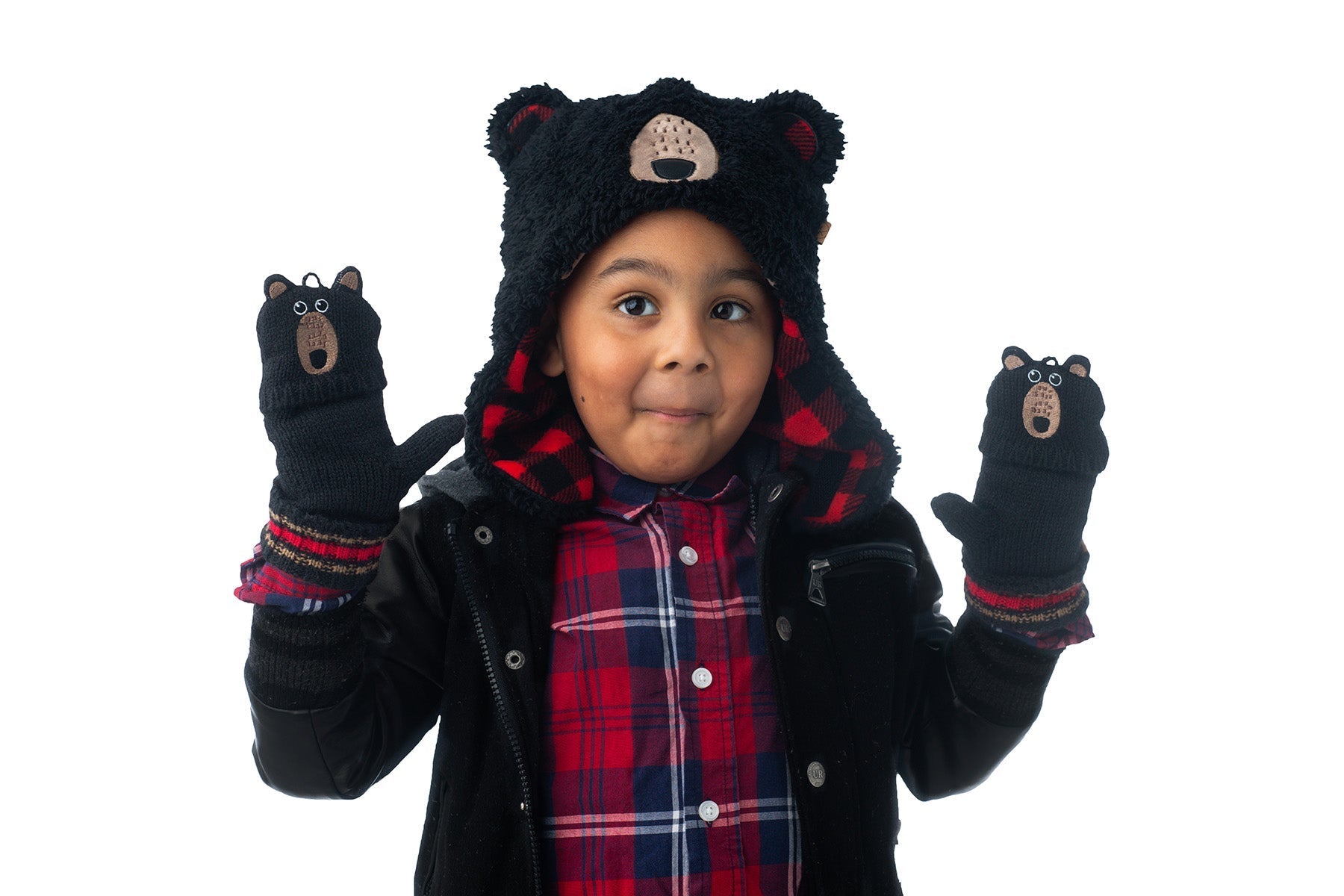 Baby/kids Reversible Sherpa Hat - Black Bear | Aviator