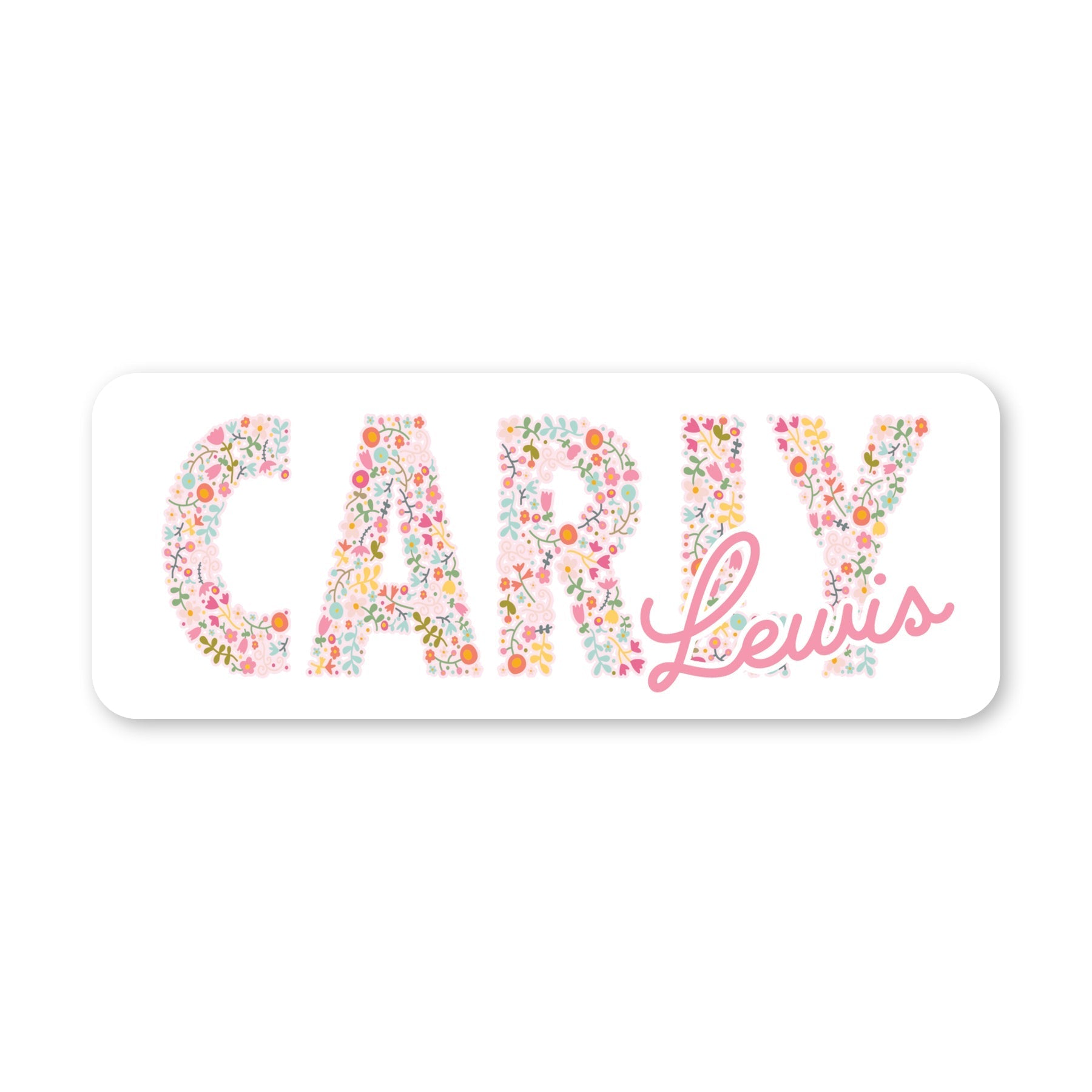 Floral Name Vinyl School Labels