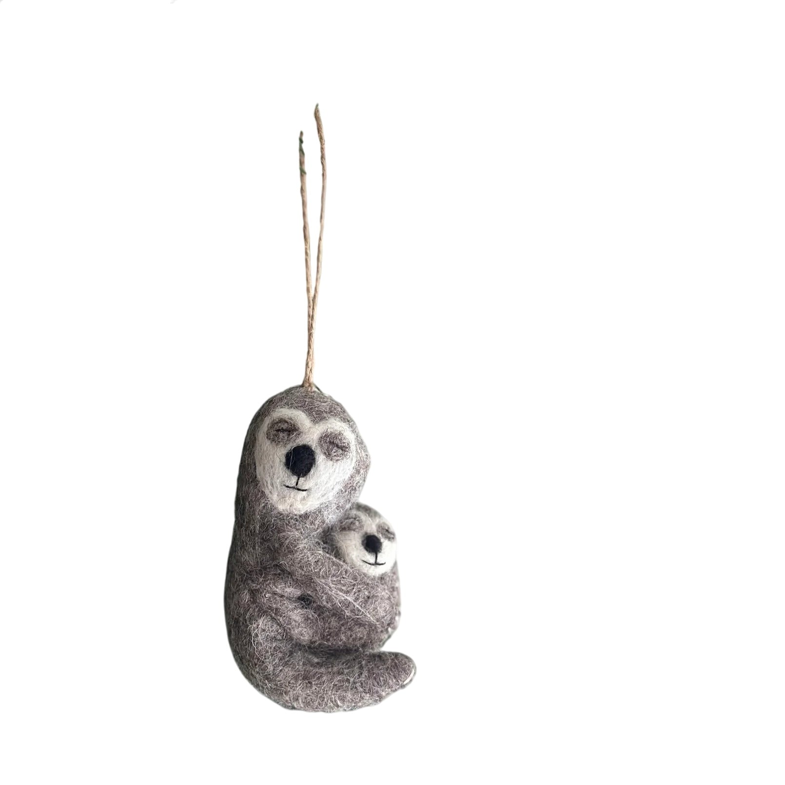 Felt Sloth Ornament: Sloth Hugging Baby