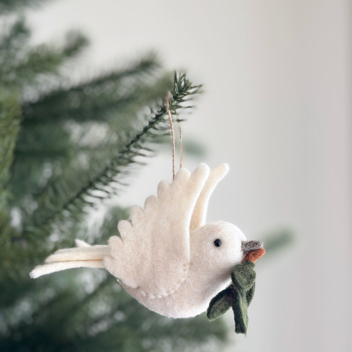 Felt Ornament - Dove With Olive Twig