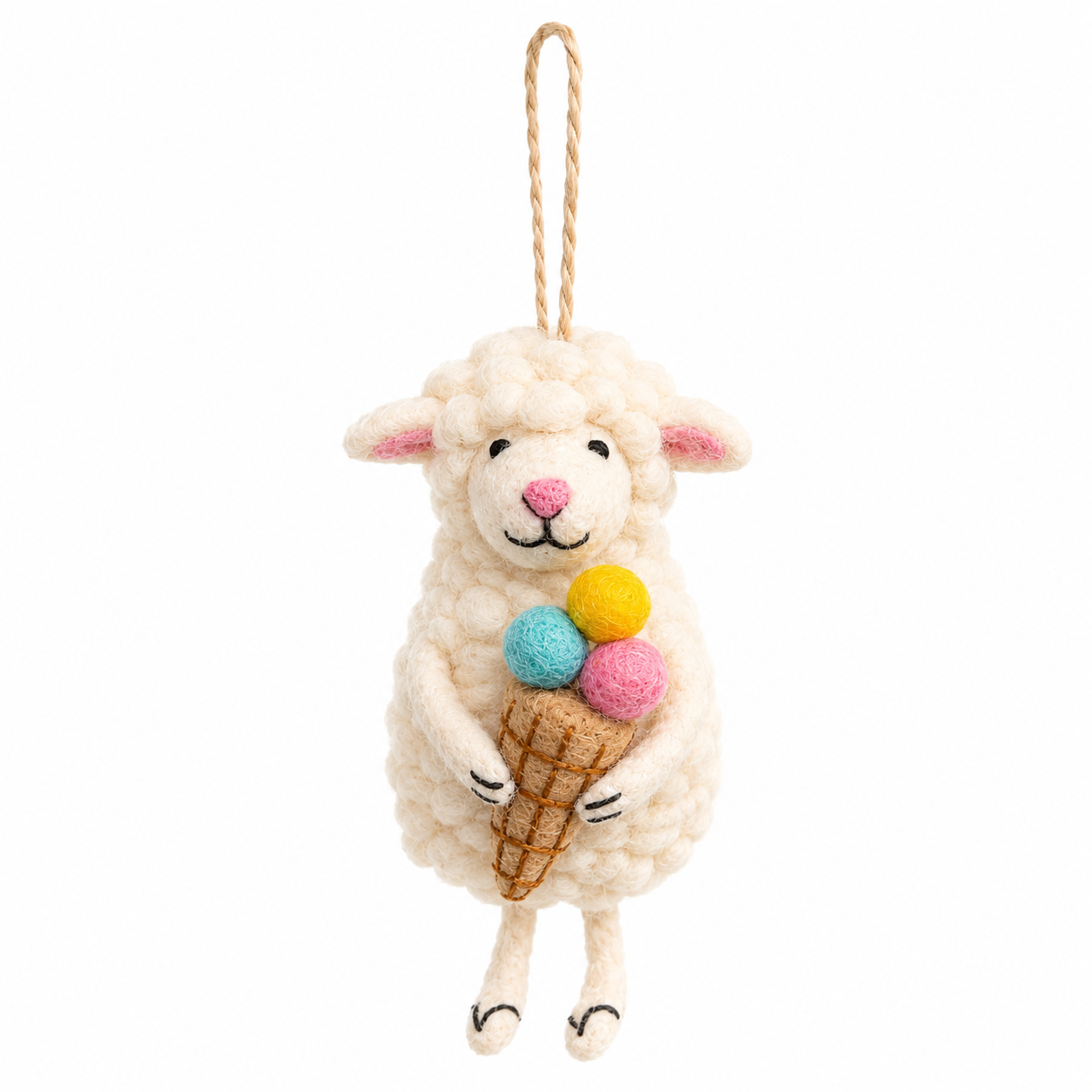 Felt Sheep With Ice Cream Ornament