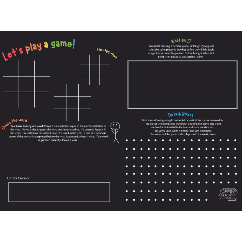 New! Reusable Activity Playmat- Games