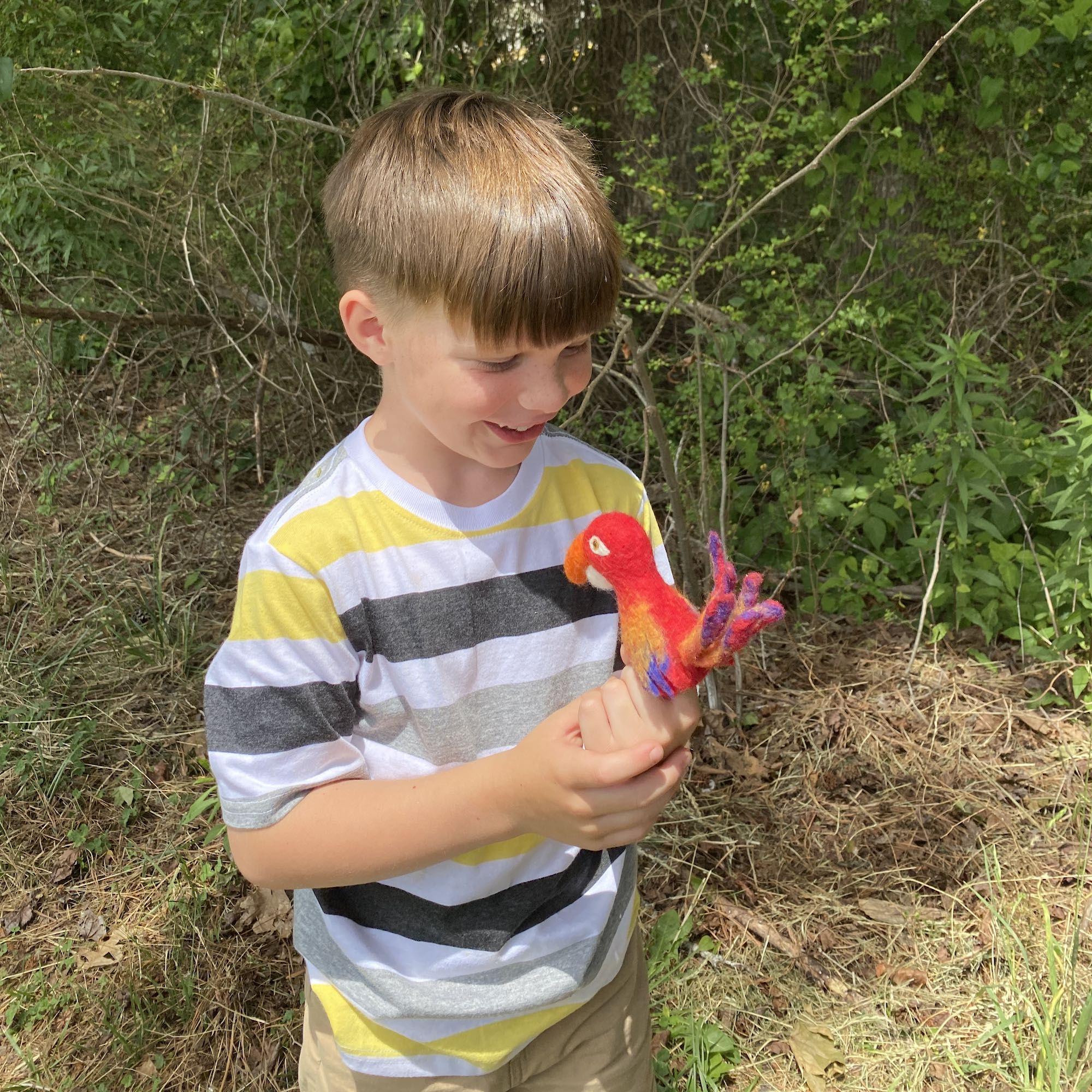 Felt Finger Puppet - Parrot / Macaw / Red