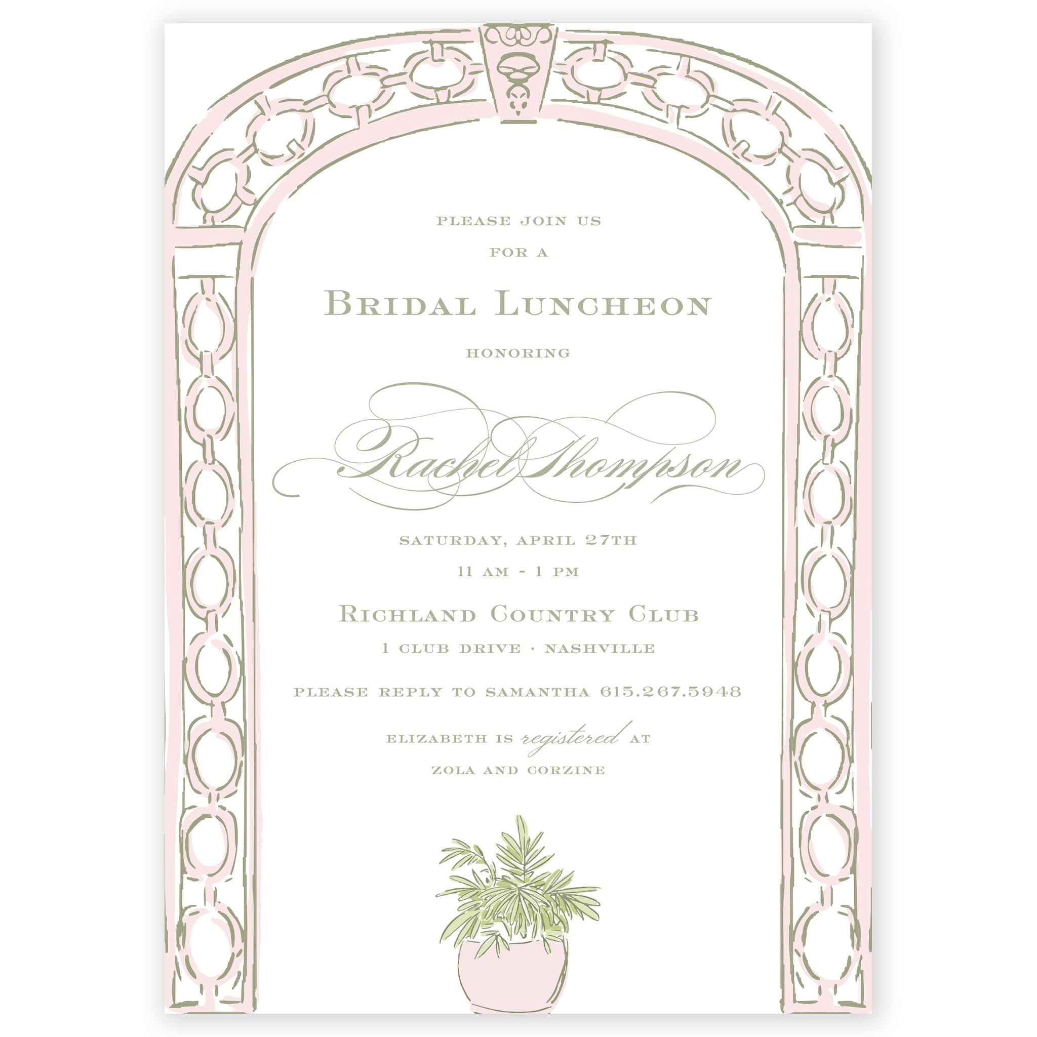 Pink Trellis Party Invitation
