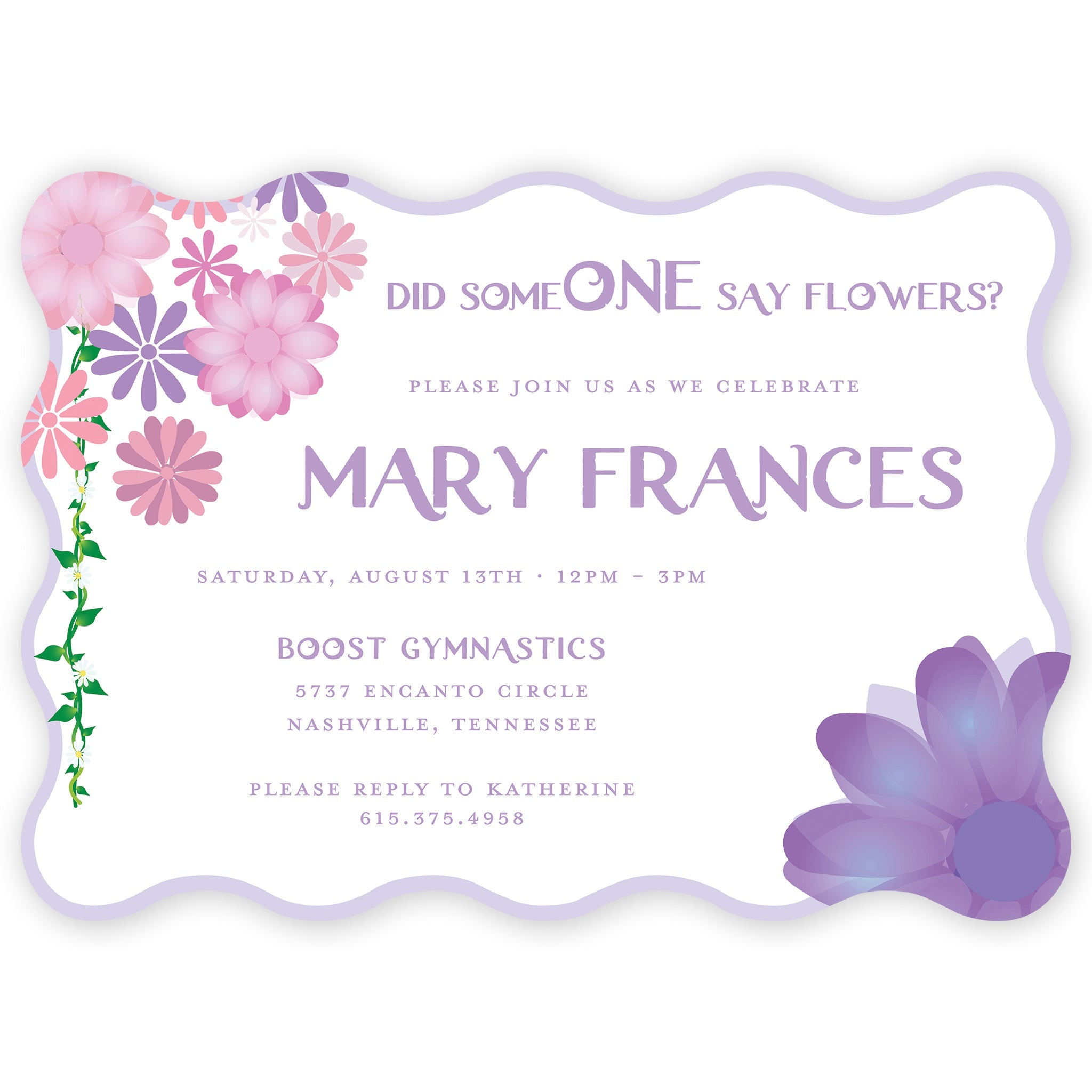 Did Someone Say Flowers? Birthday Invitation