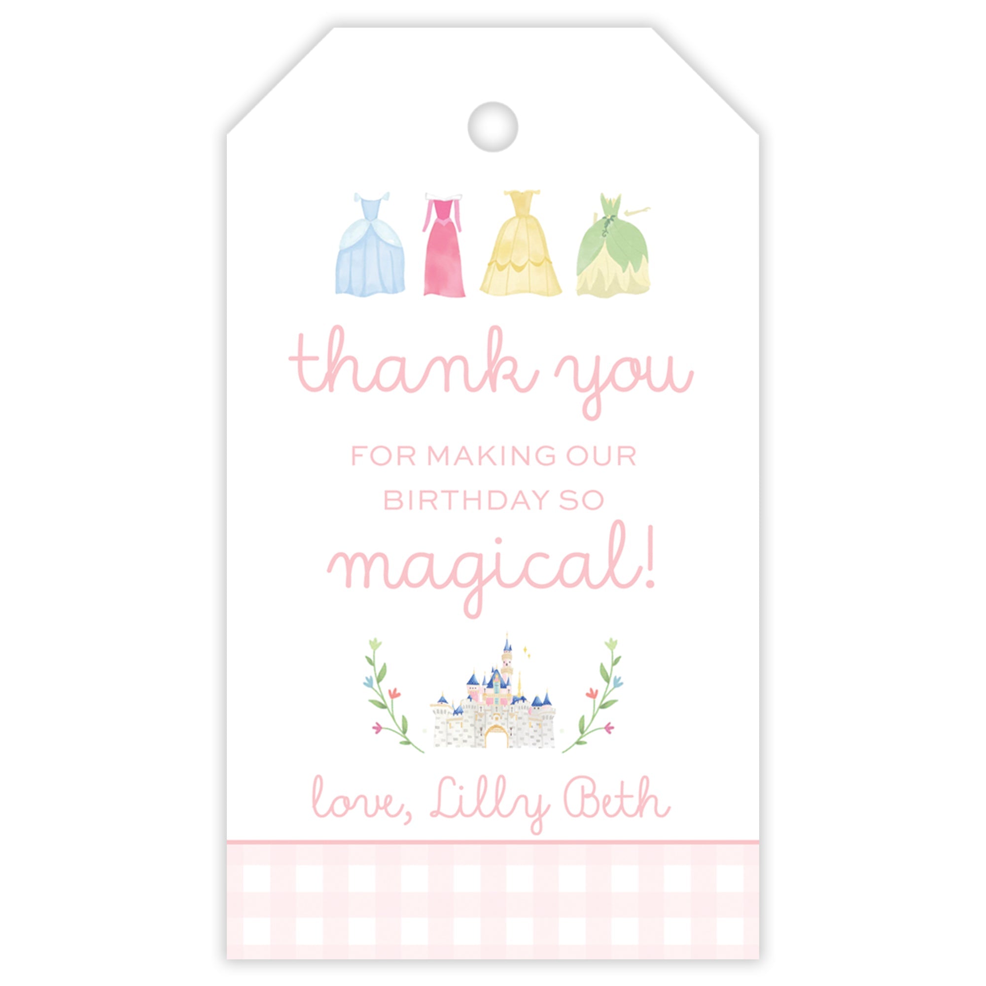 Princess Dresses Party Favor Tag