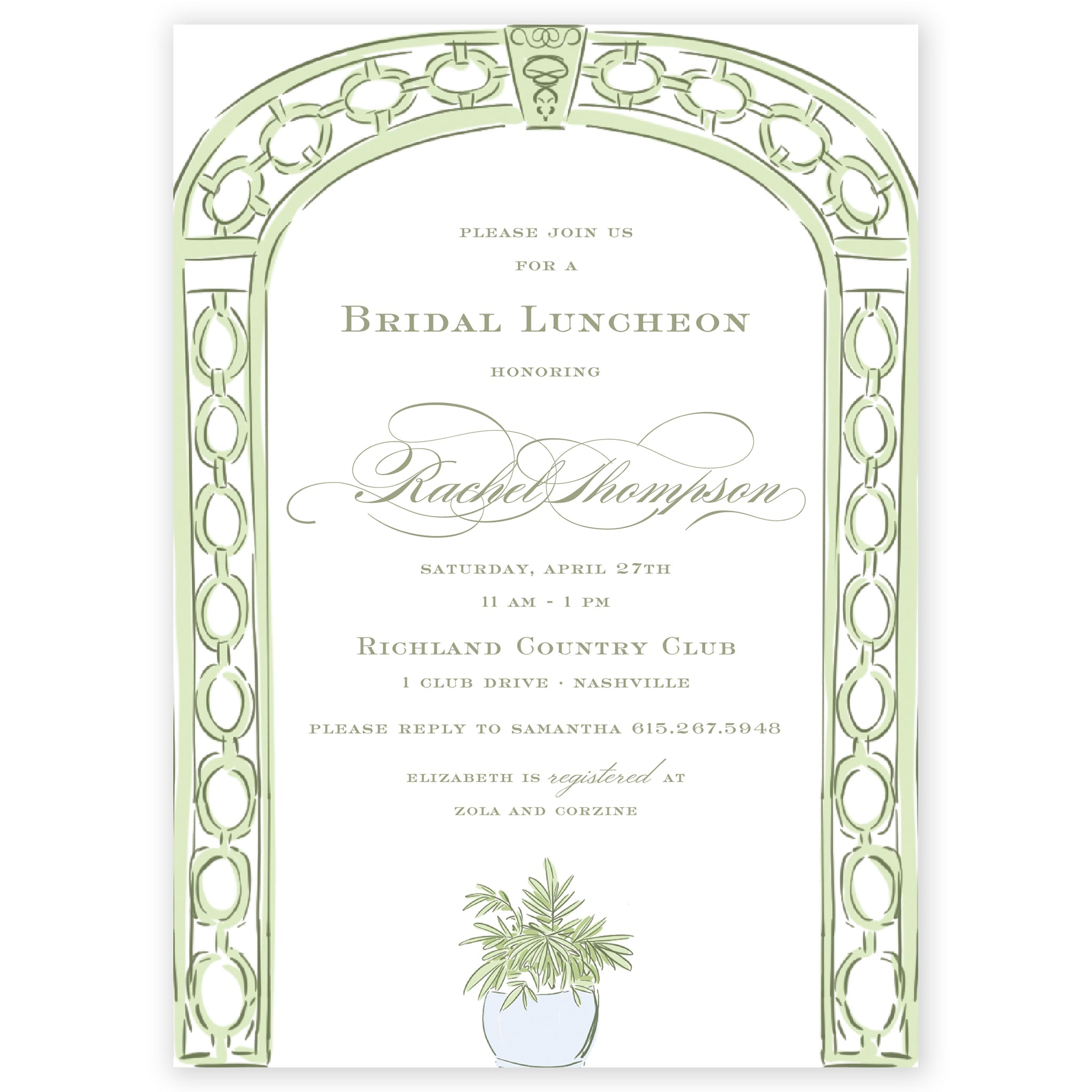 Green Trellis Party Invitation