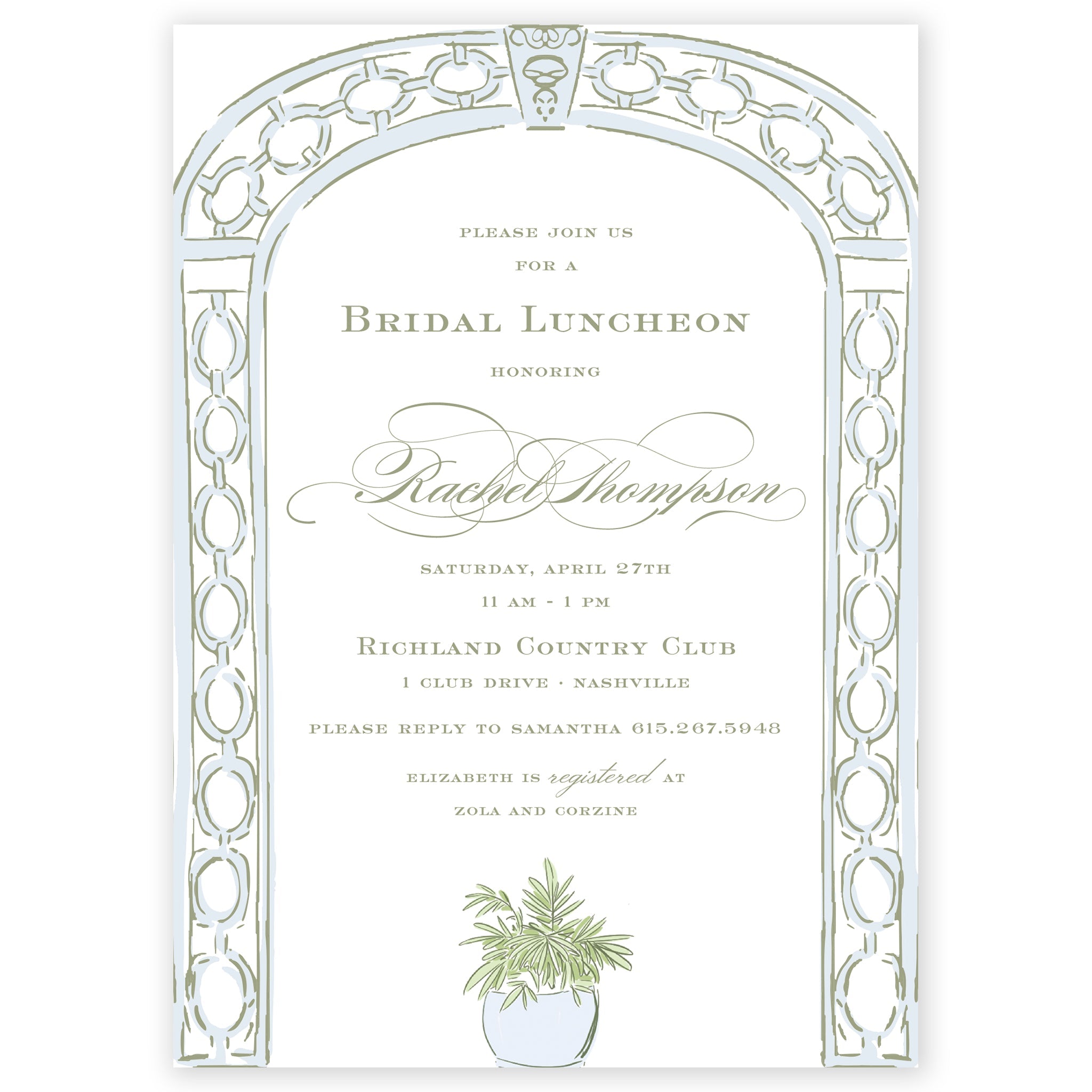 Blue Trellis Party Invitation