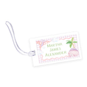 Purple Dino Laminated Bag Tag