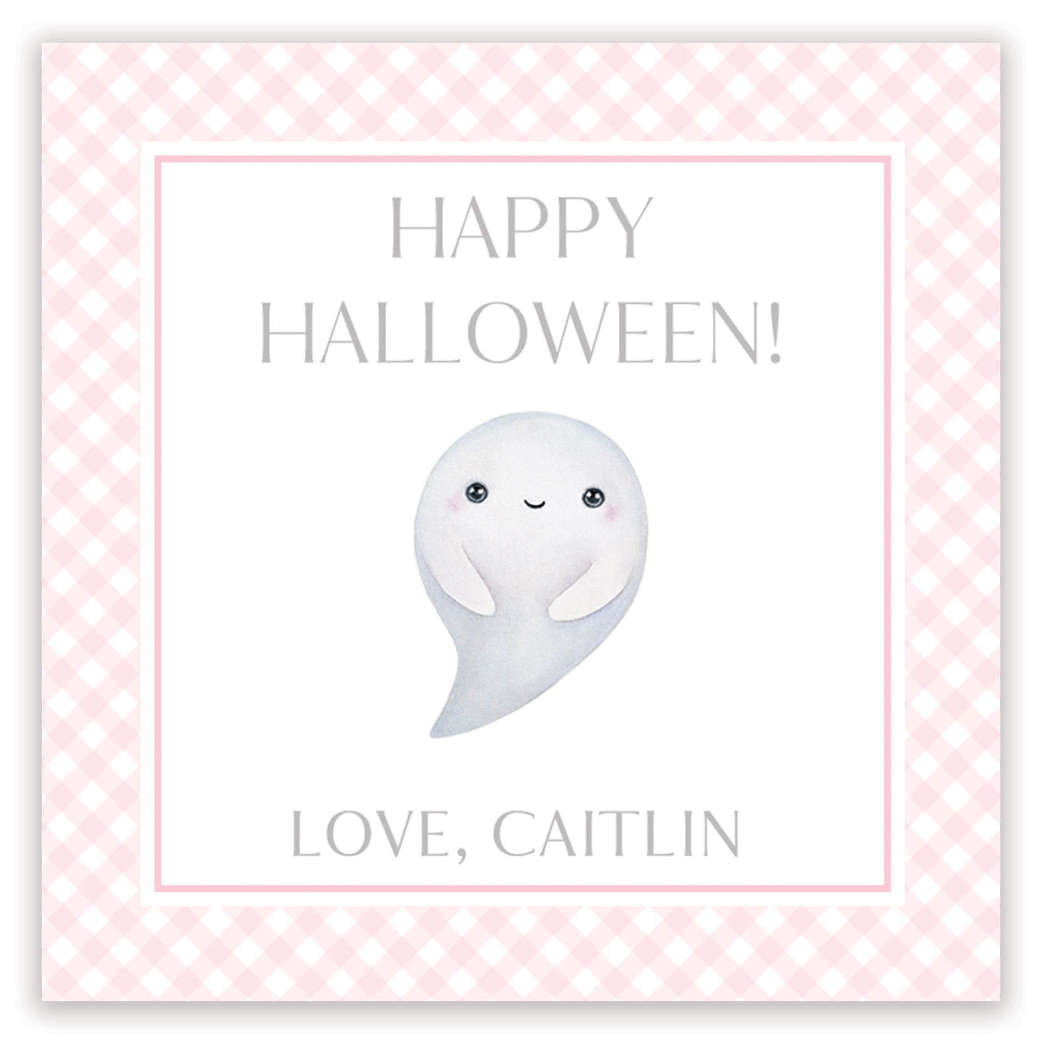 Friendly Ghost Pink Halloween Card