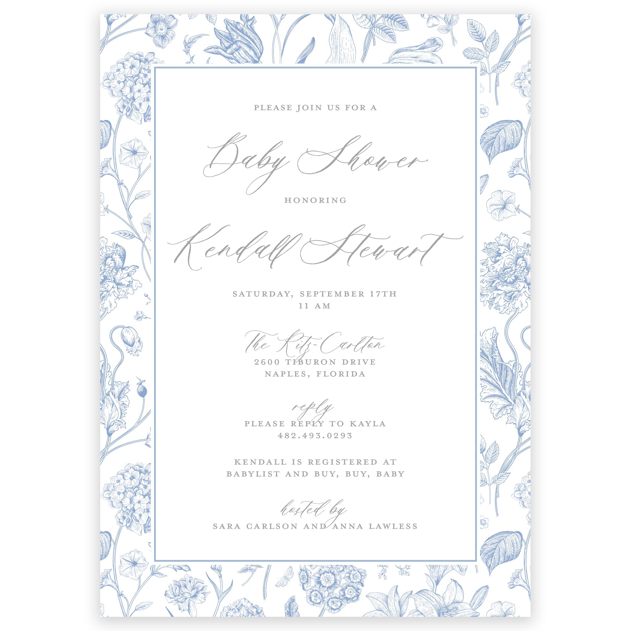 Blue & White Chinoiserie Shower Invitation