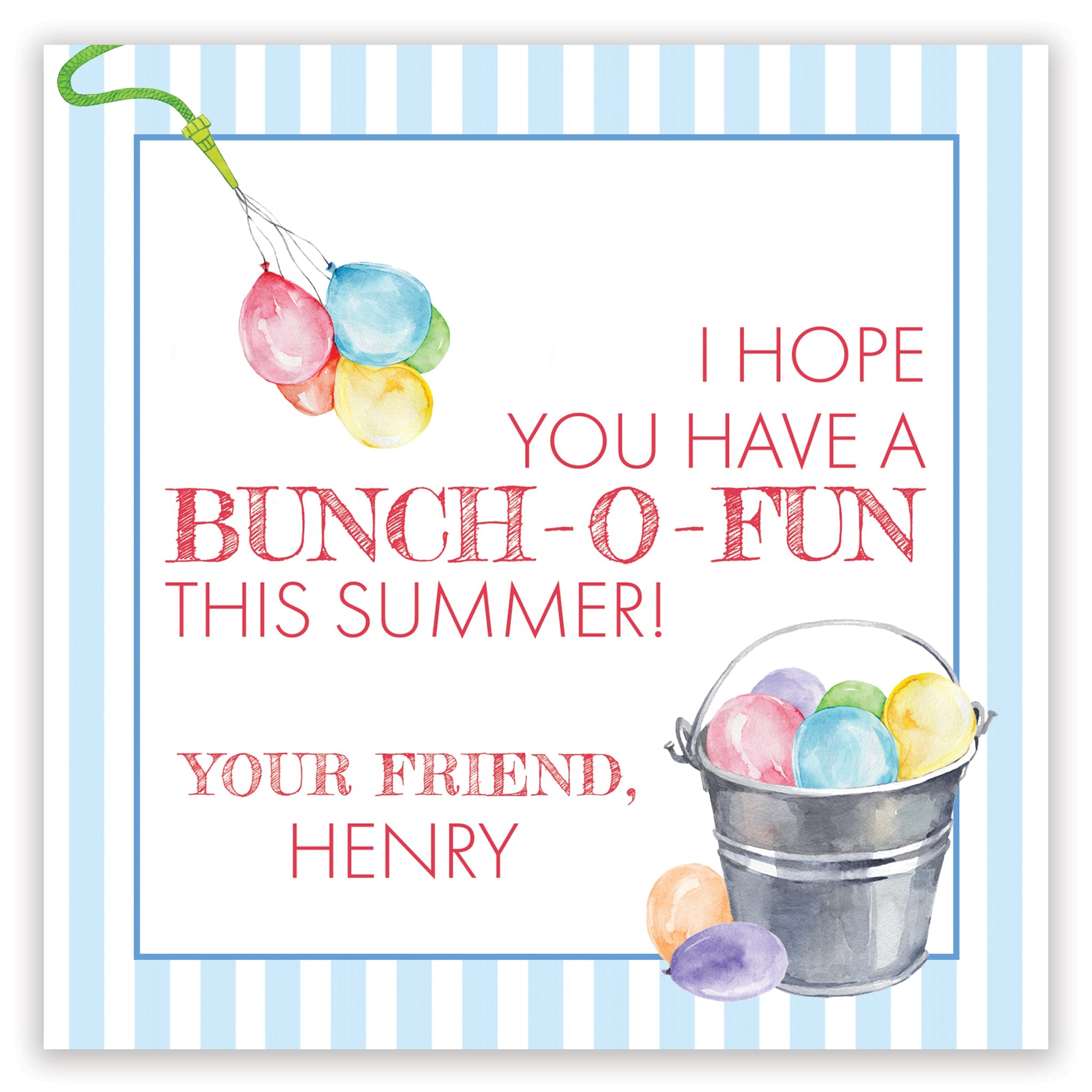 Blue Bunch-o-fun Enclosure Card