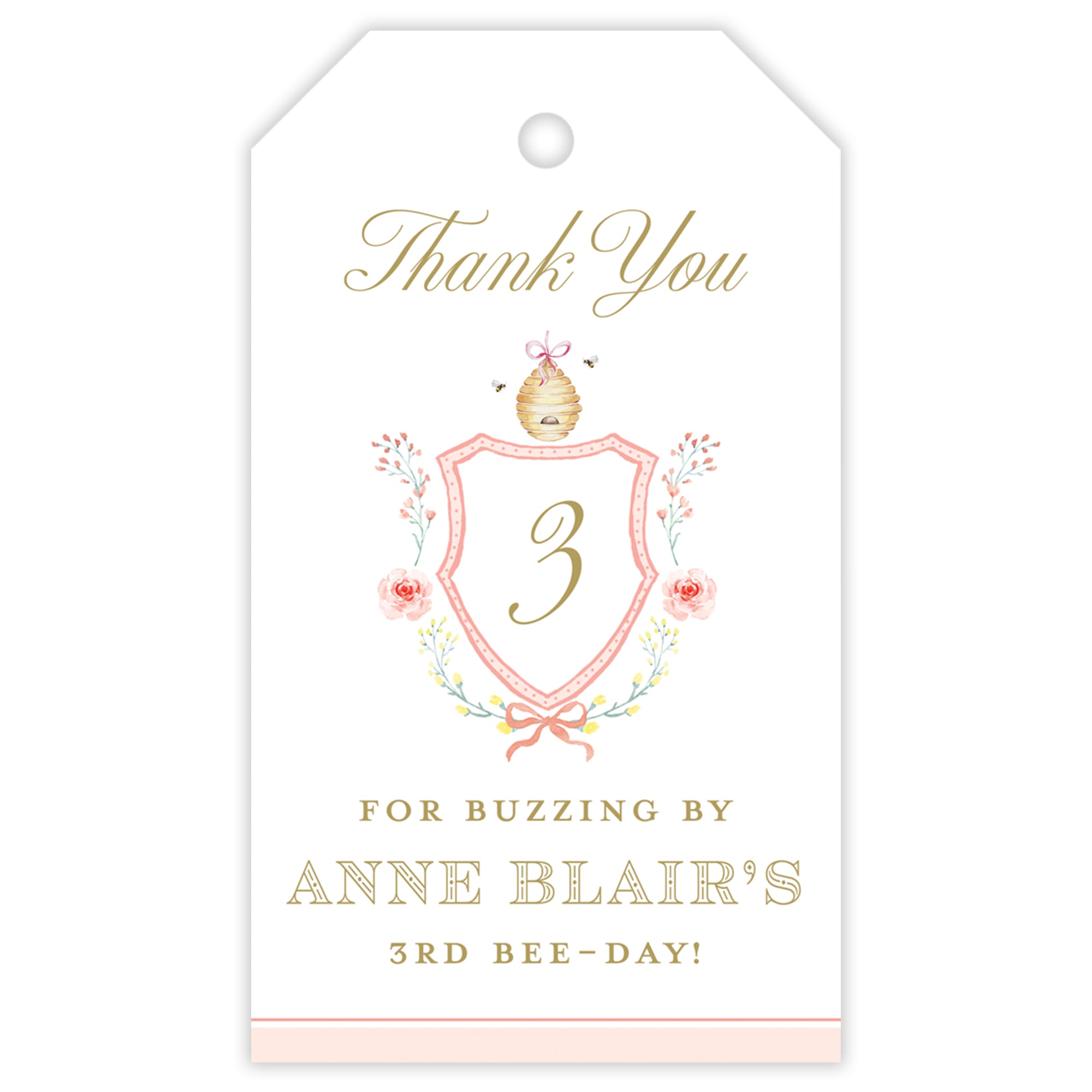 Busy Bee Birthday Party Favor Tag