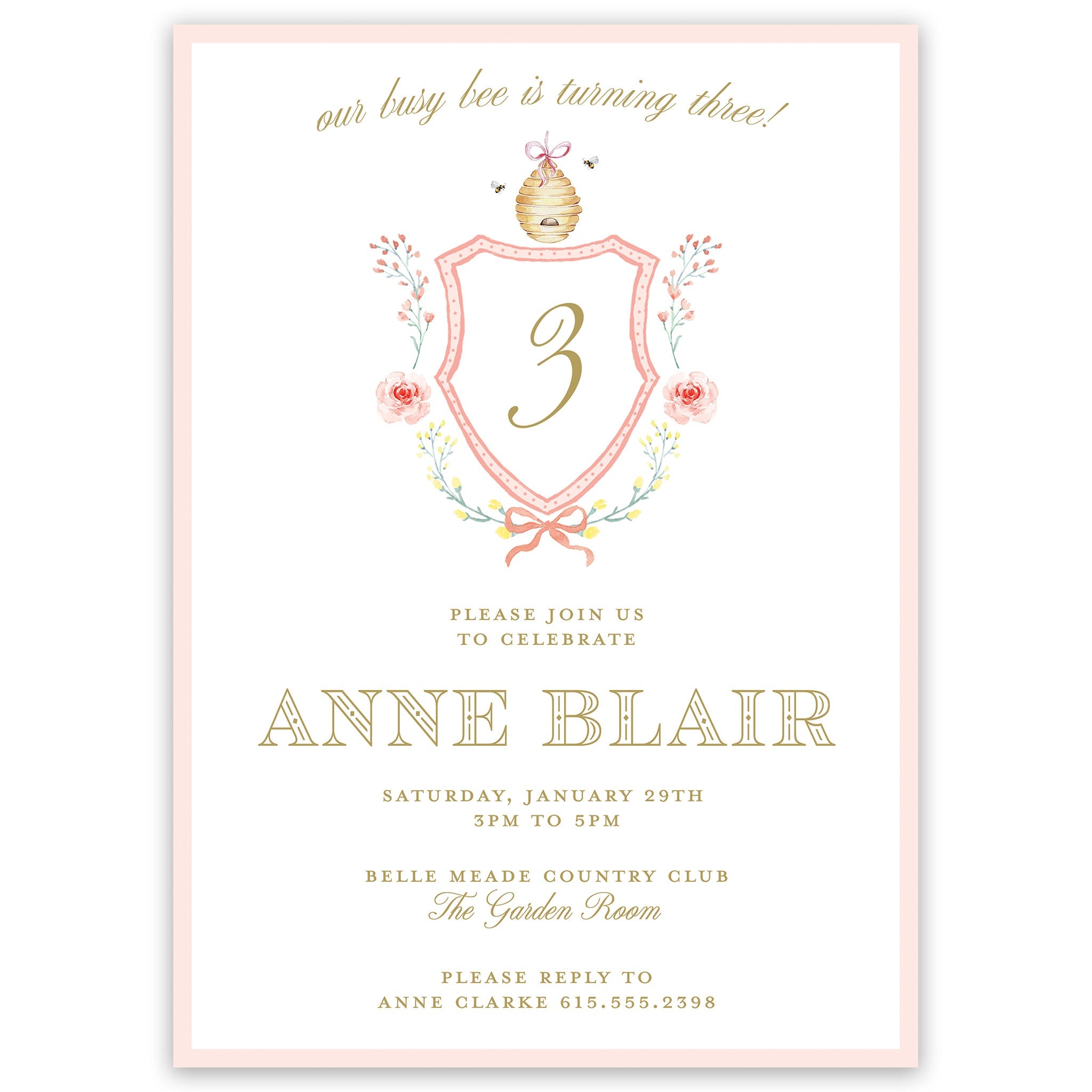 Busy Bee Birthday Invitation