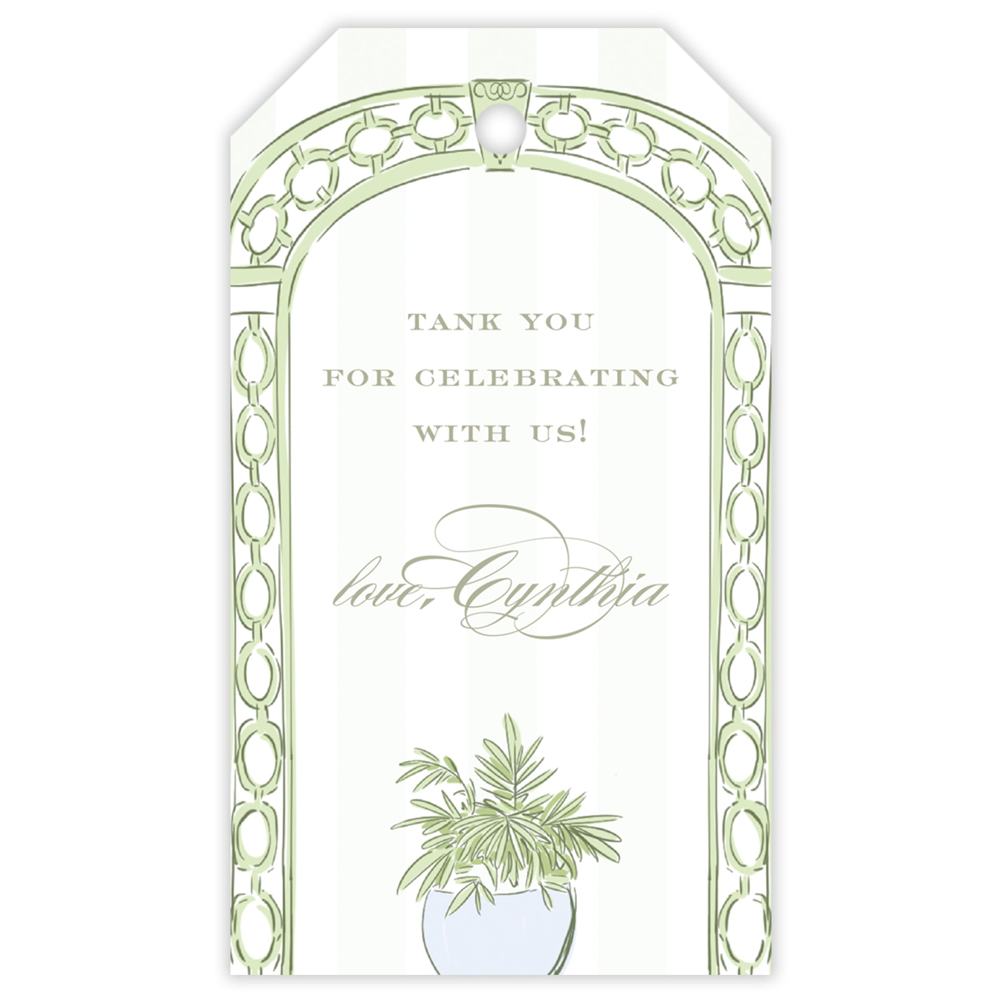 Green Trellis Party Favor Tag
