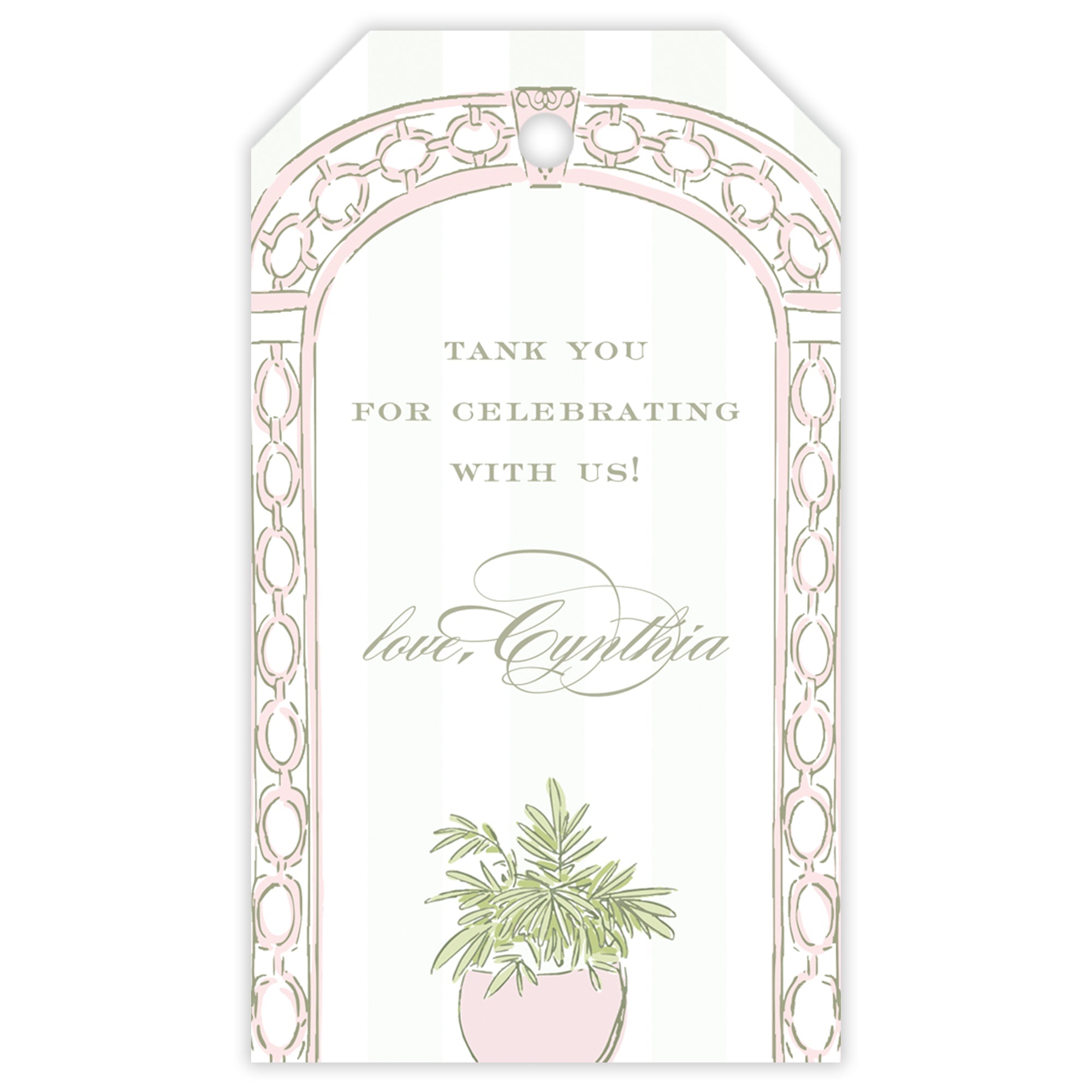 Pink Trellis Party Favor Tag
