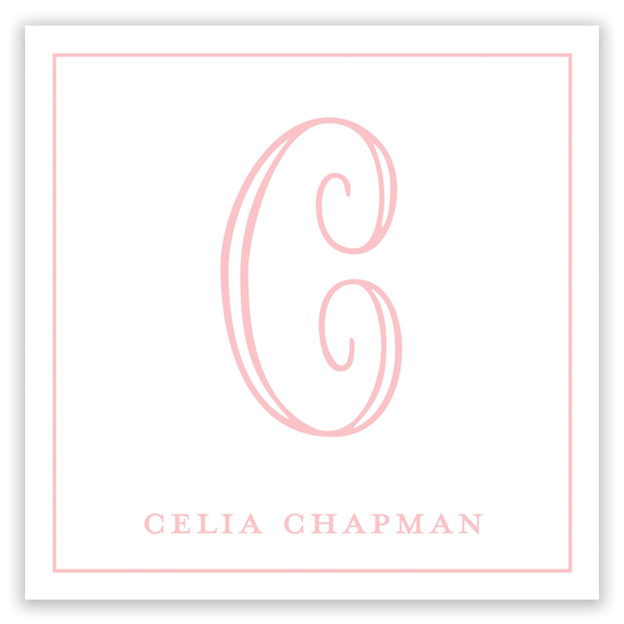 Classic Pink Initial Enclosure Card