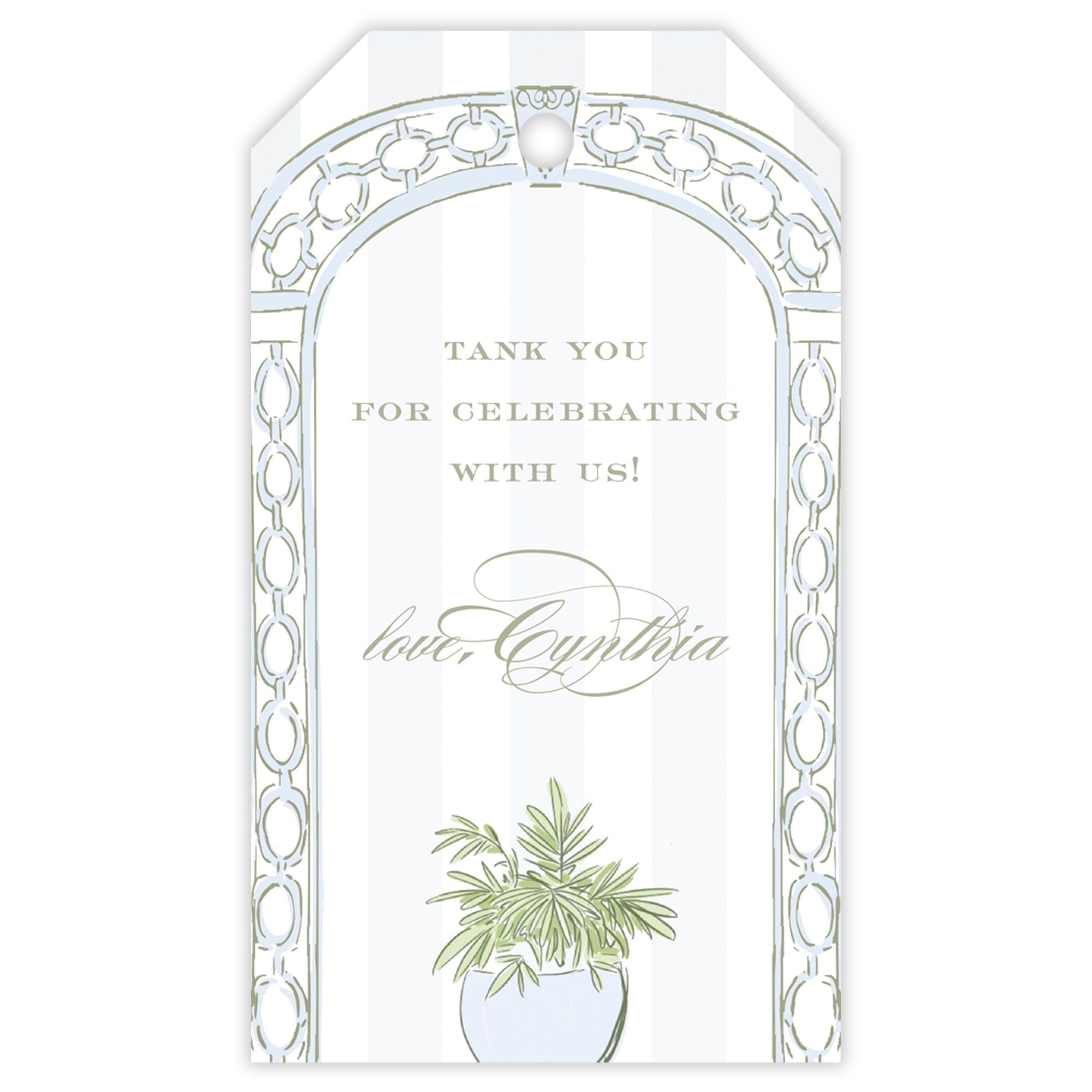 Blue Trellis Party Favor Tag