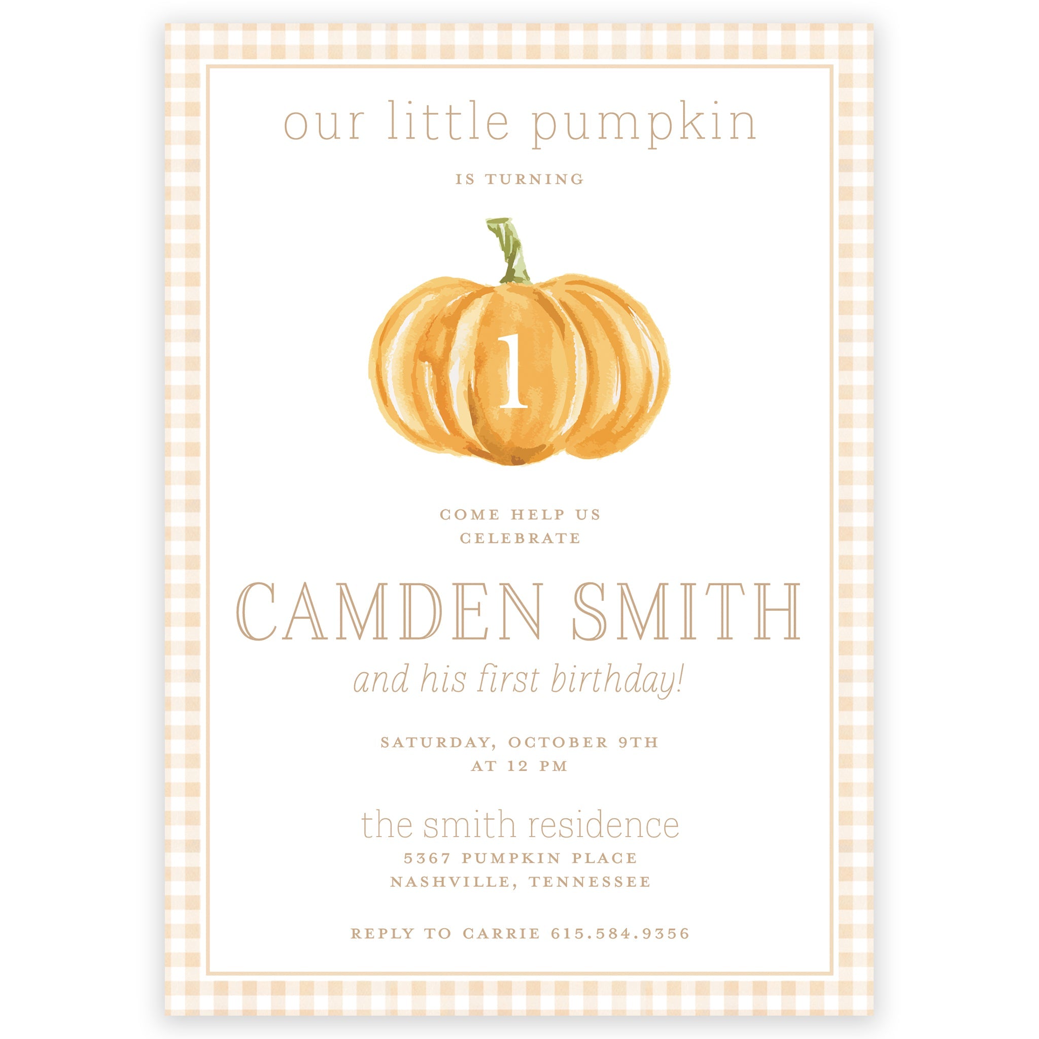 Fall Pumpkin Birthday Invitation