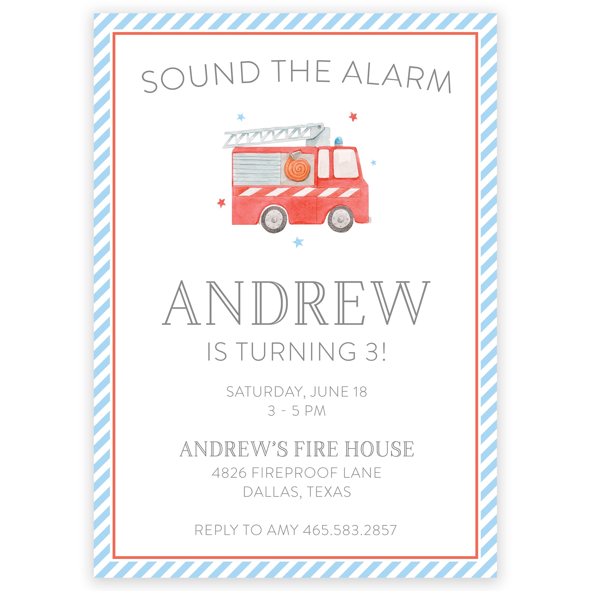 Firetruck Birthday Invitation