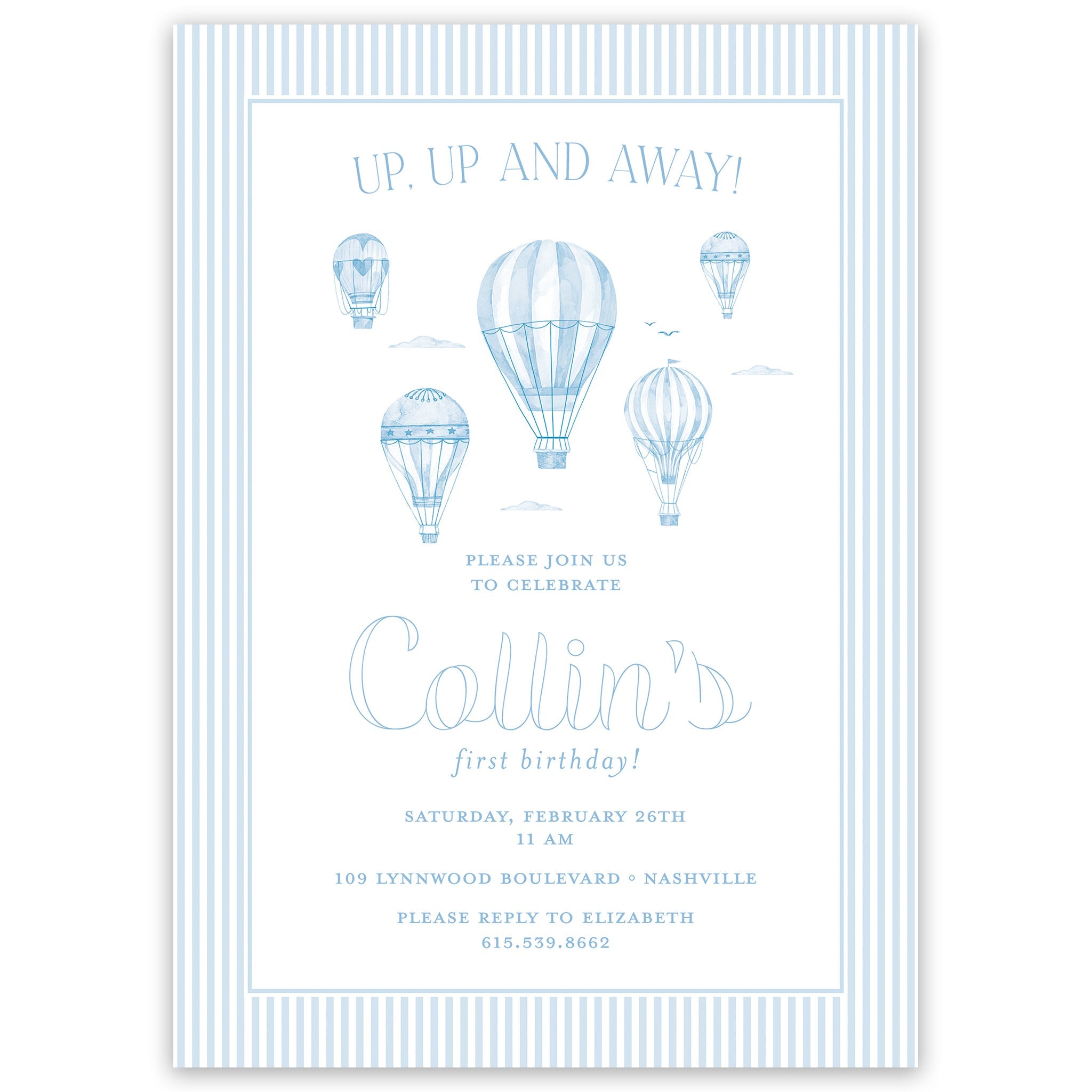 Hot Air Balloon Birthday Invitation
