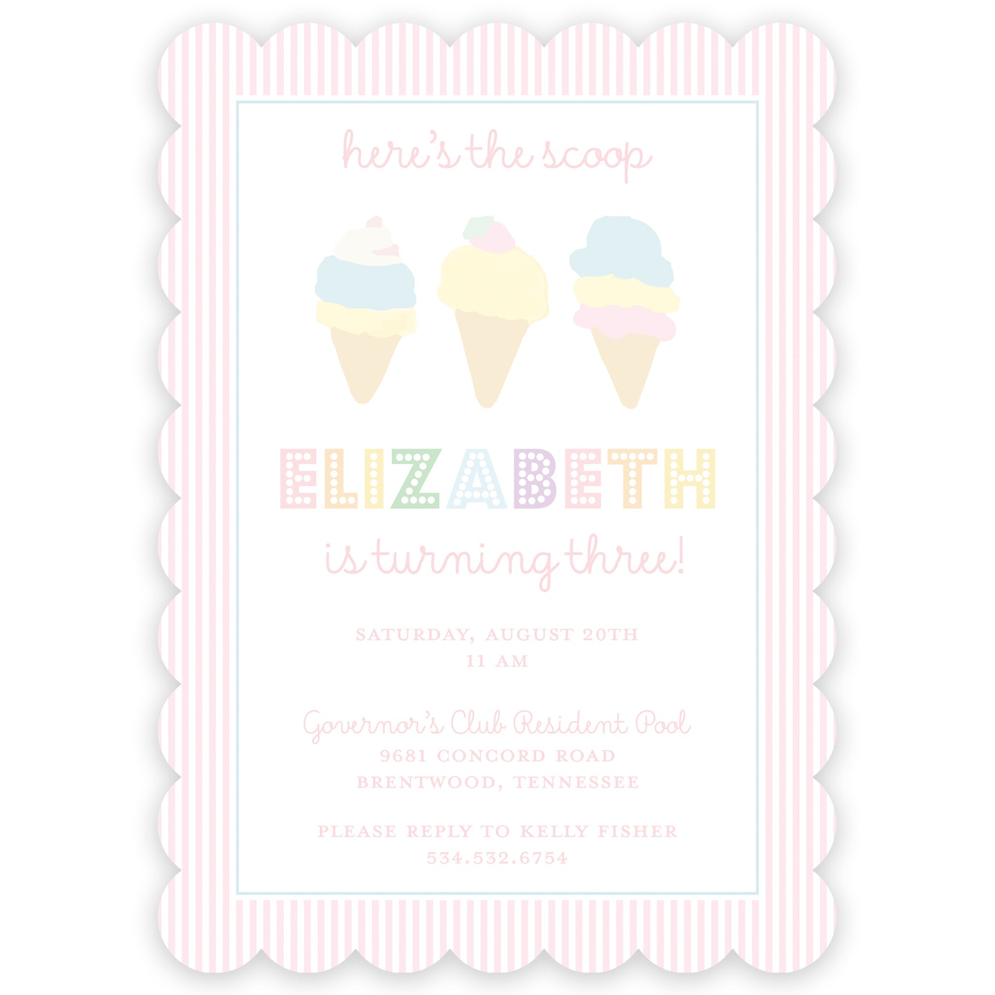 Ice Cream Social Birthday Invitation