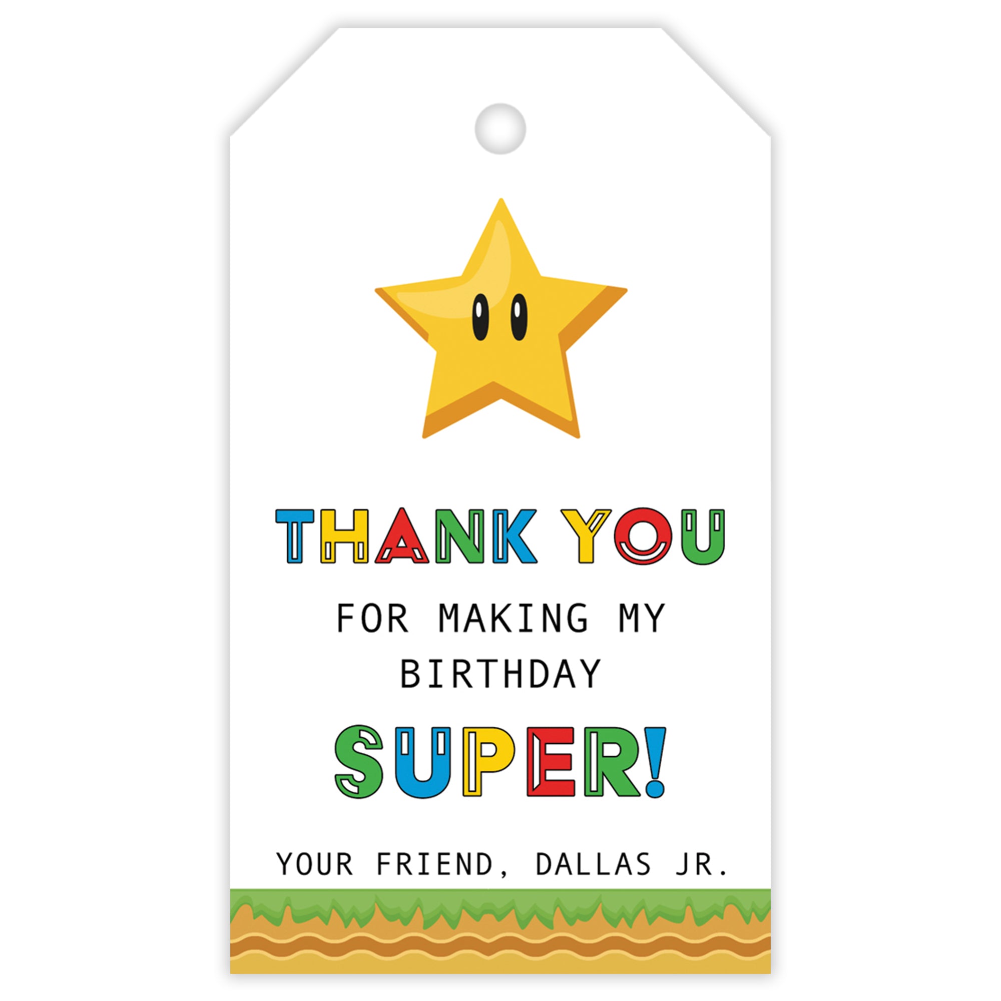 Super Mario Party Favor Tag