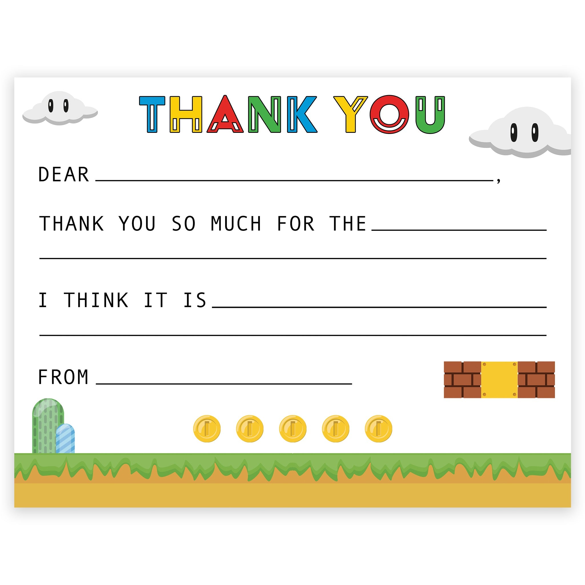 Super Mario Fill-in Thank You Note