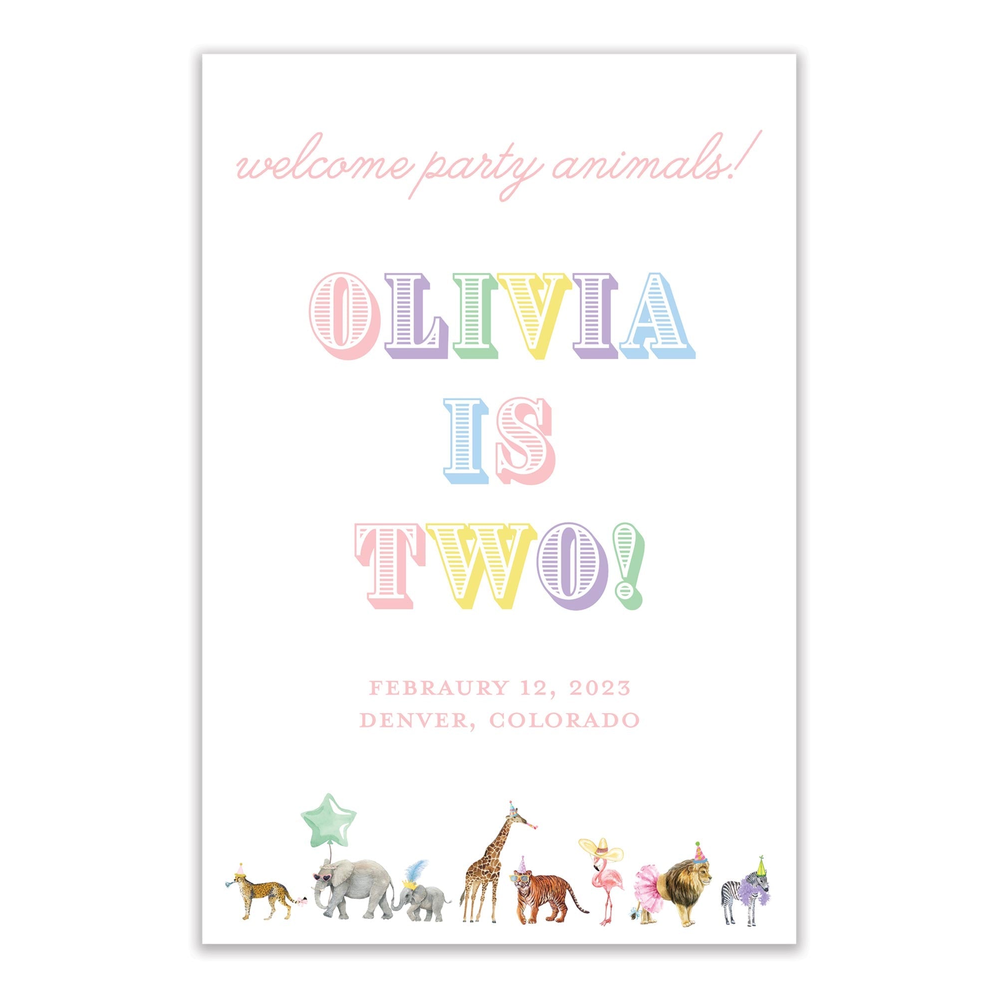Multi Party Animal Welcome Sign