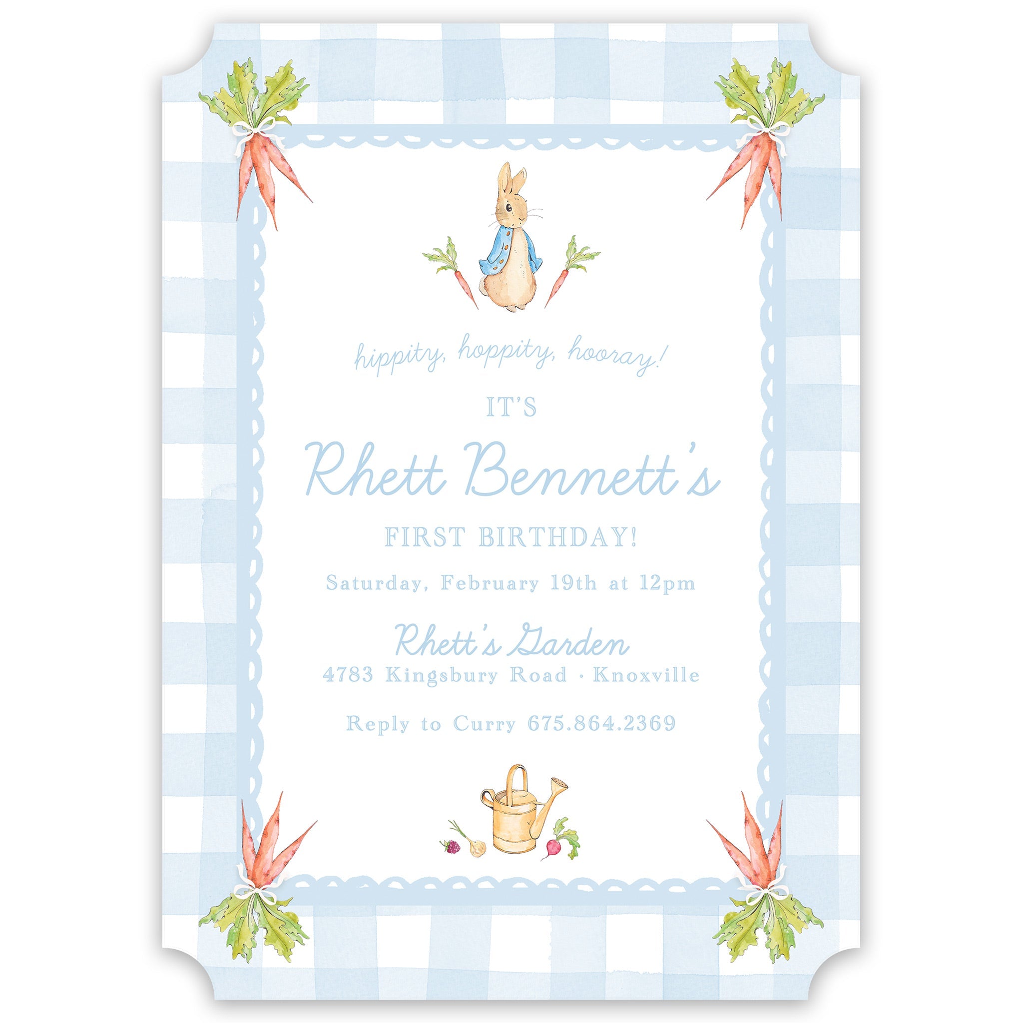 Blue Peter Rabbit Party Invitation