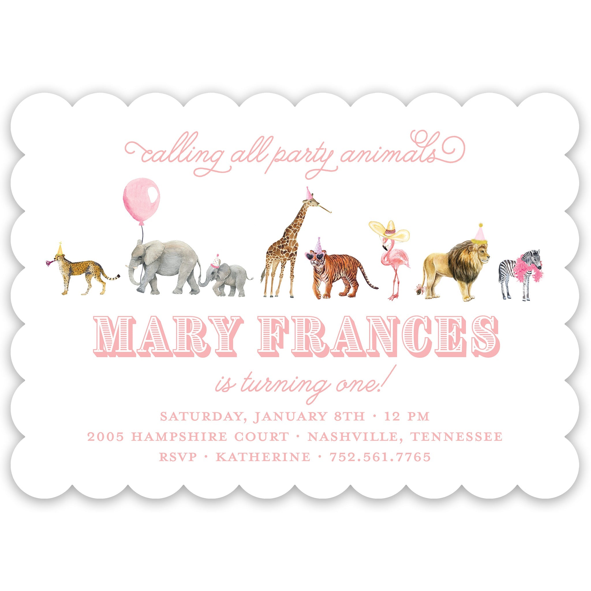 Pink Party Animal Invitation