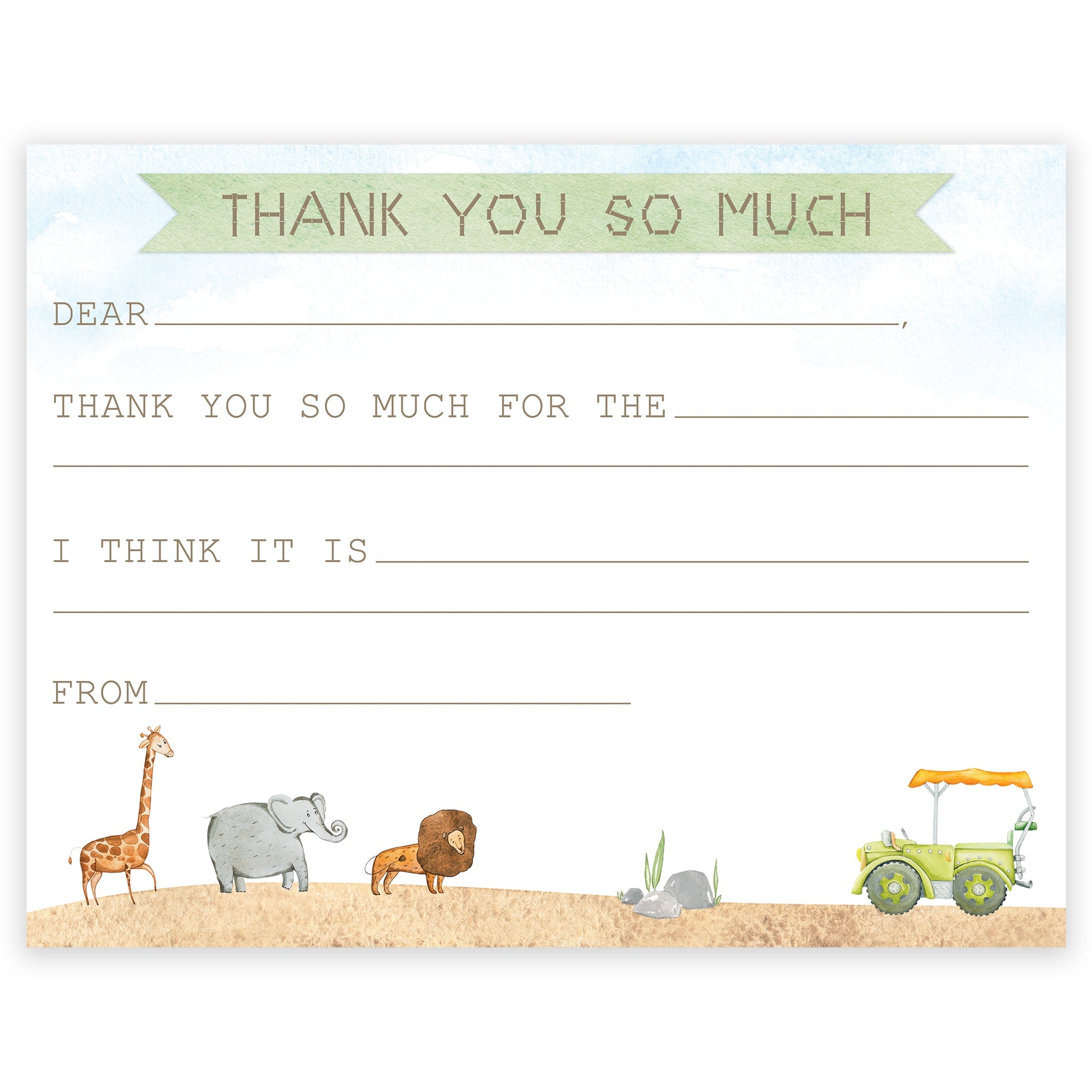 Safari Fill-in Thank You Note