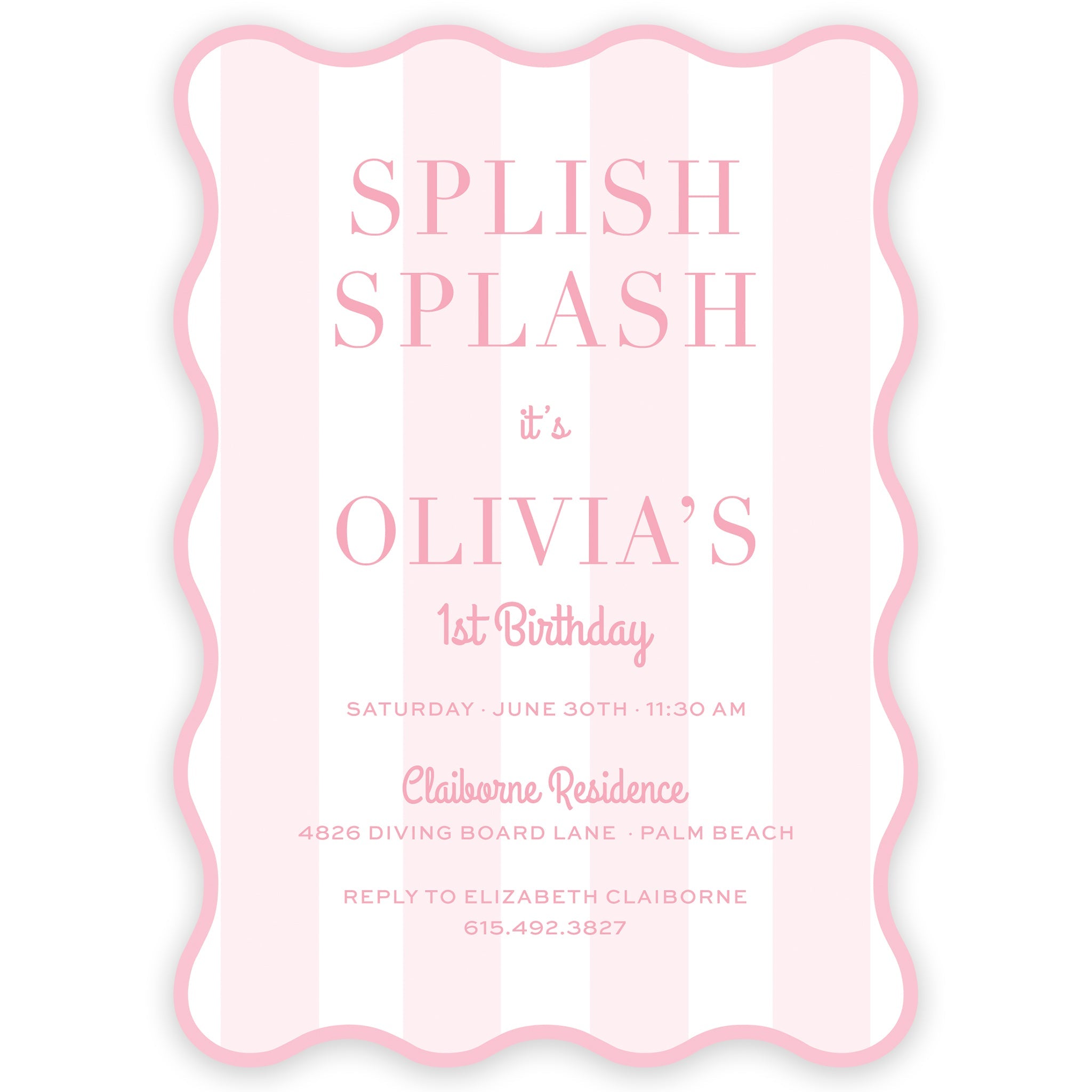 Pink Splish Splash Birthday Invitation