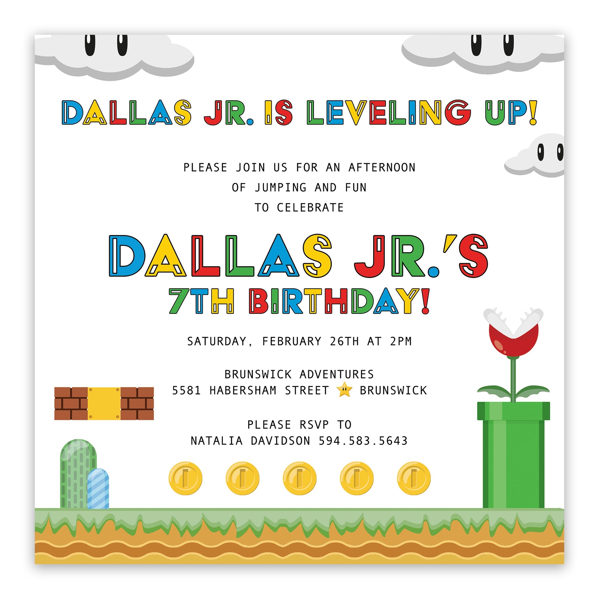 Super Mario Birthday Invitation