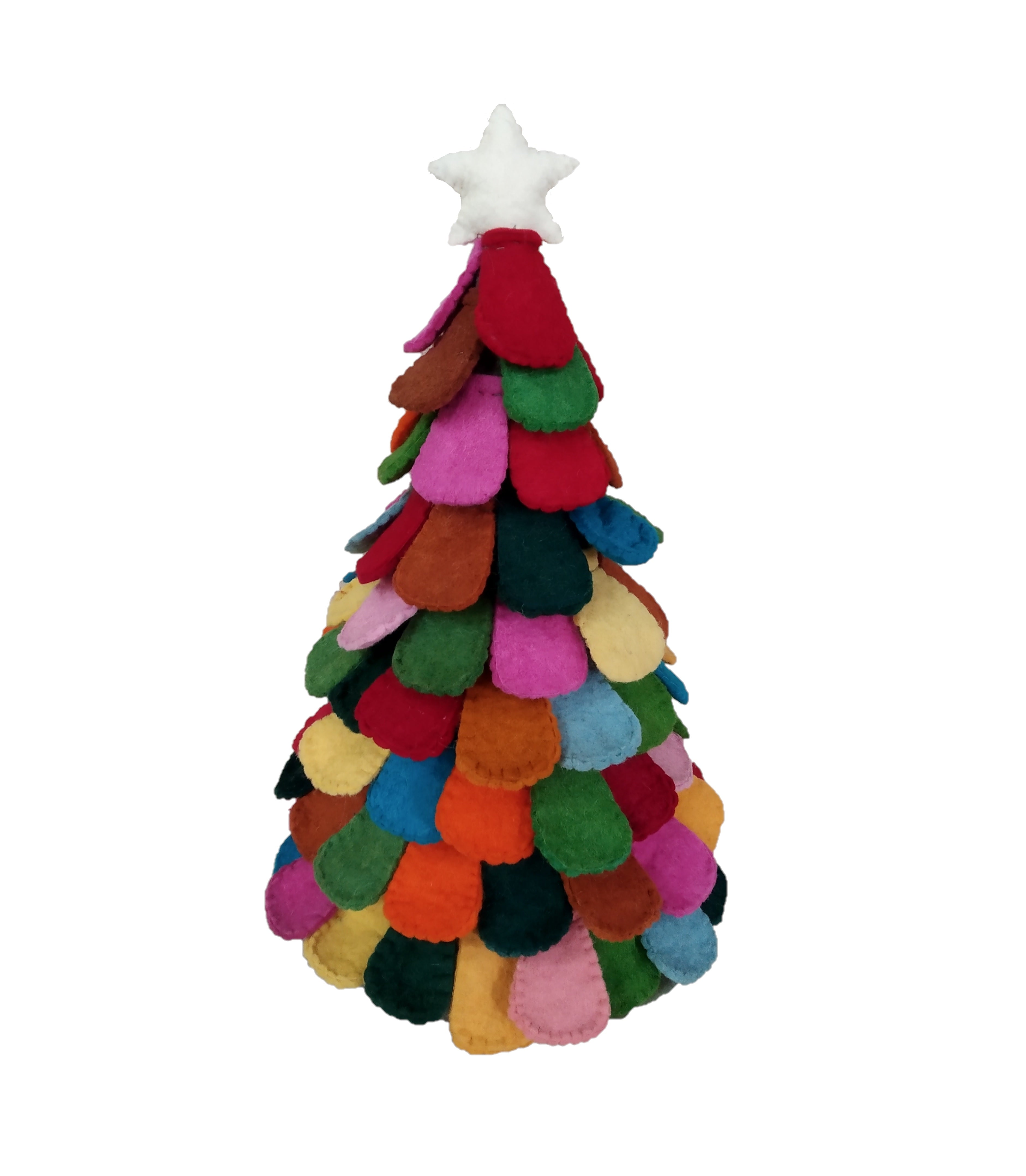 Handmade Multicolor Christmas Tree In Hand Felted Wool - Large