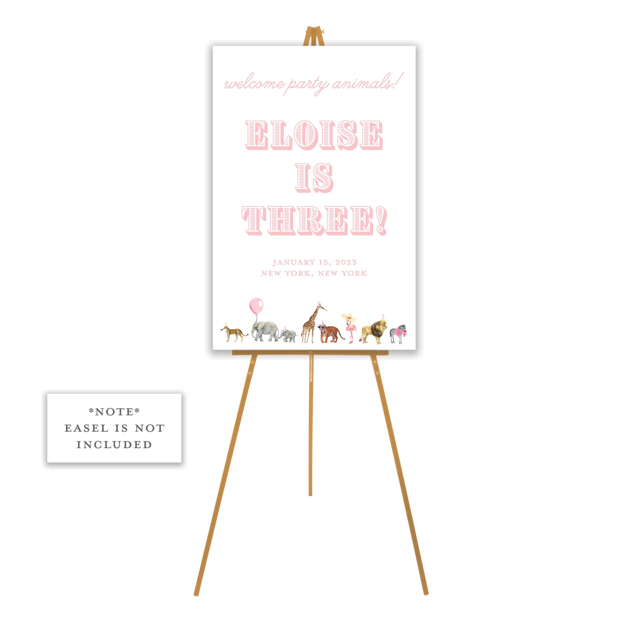 Pink Party Animal Welcome Sign