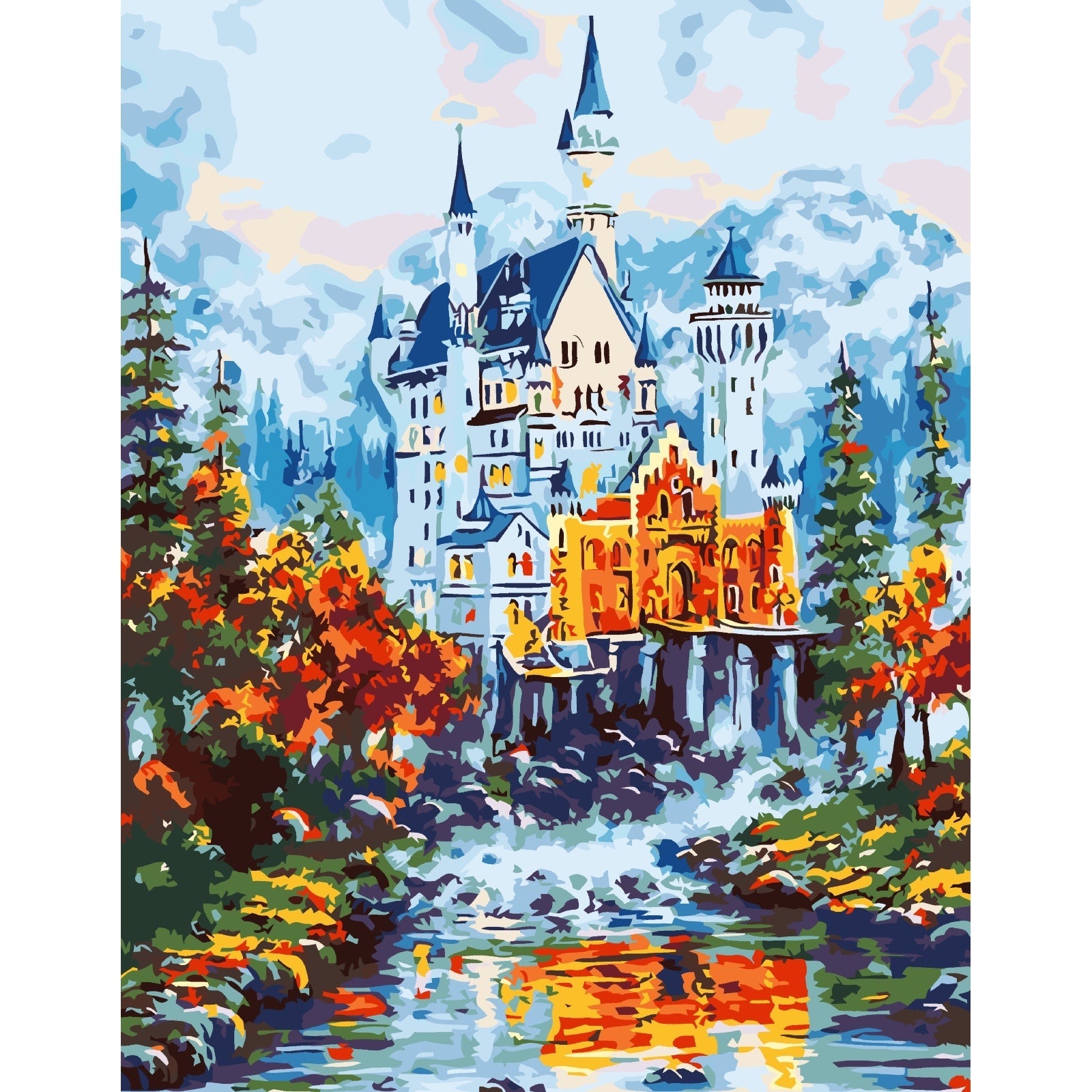 Fabulous Castle – Paint By Numbers Kit | Artwille | 14x18 Inch Canvas