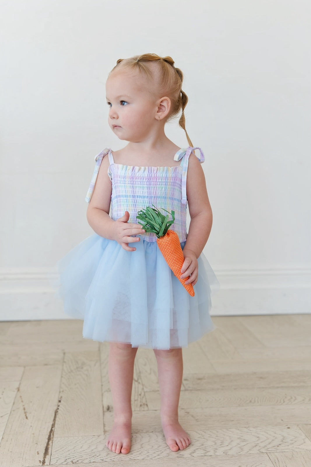 Pastel Prep - Smocked Tulle Bodysuit Dress