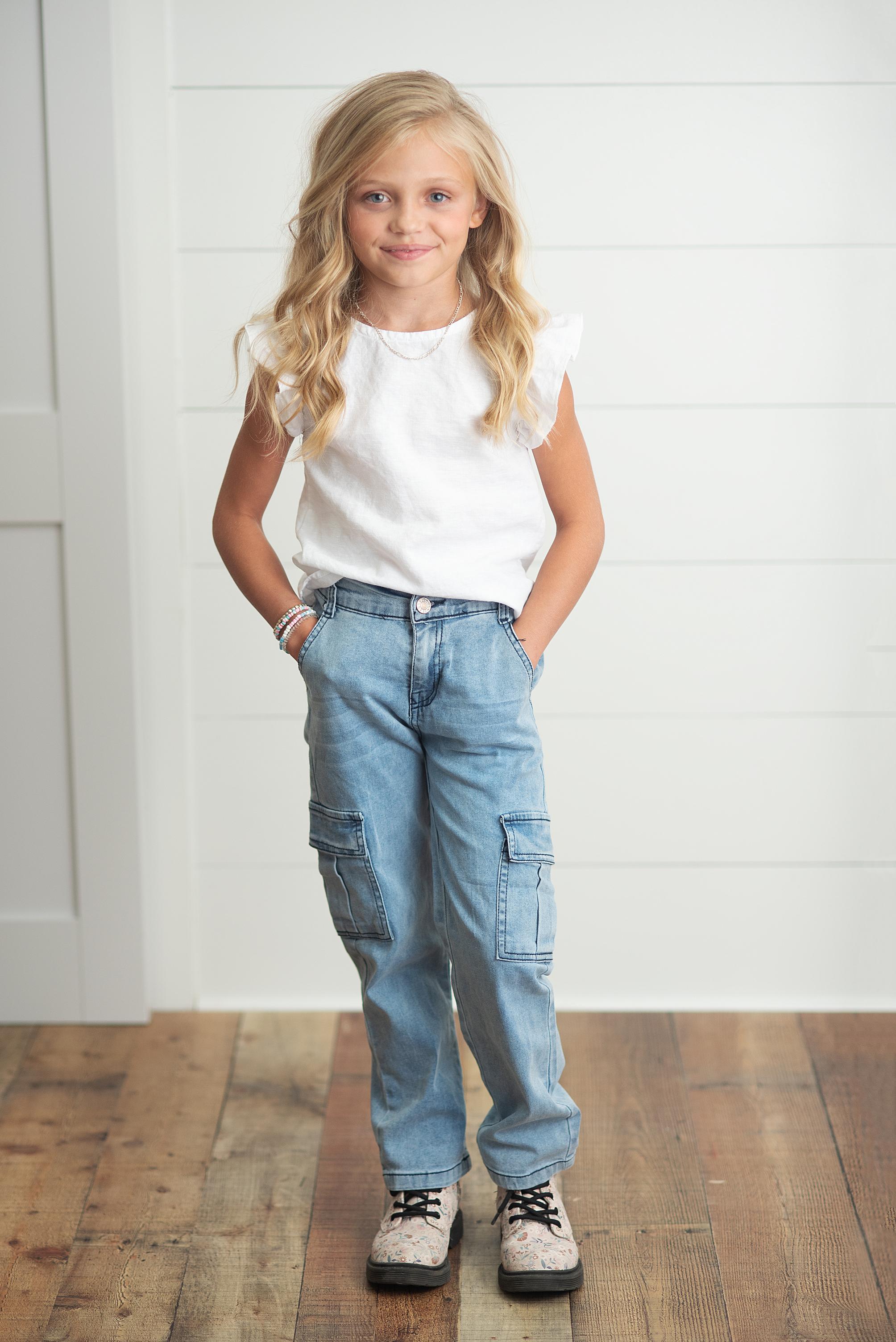 Faded Denim Cargo Pants
