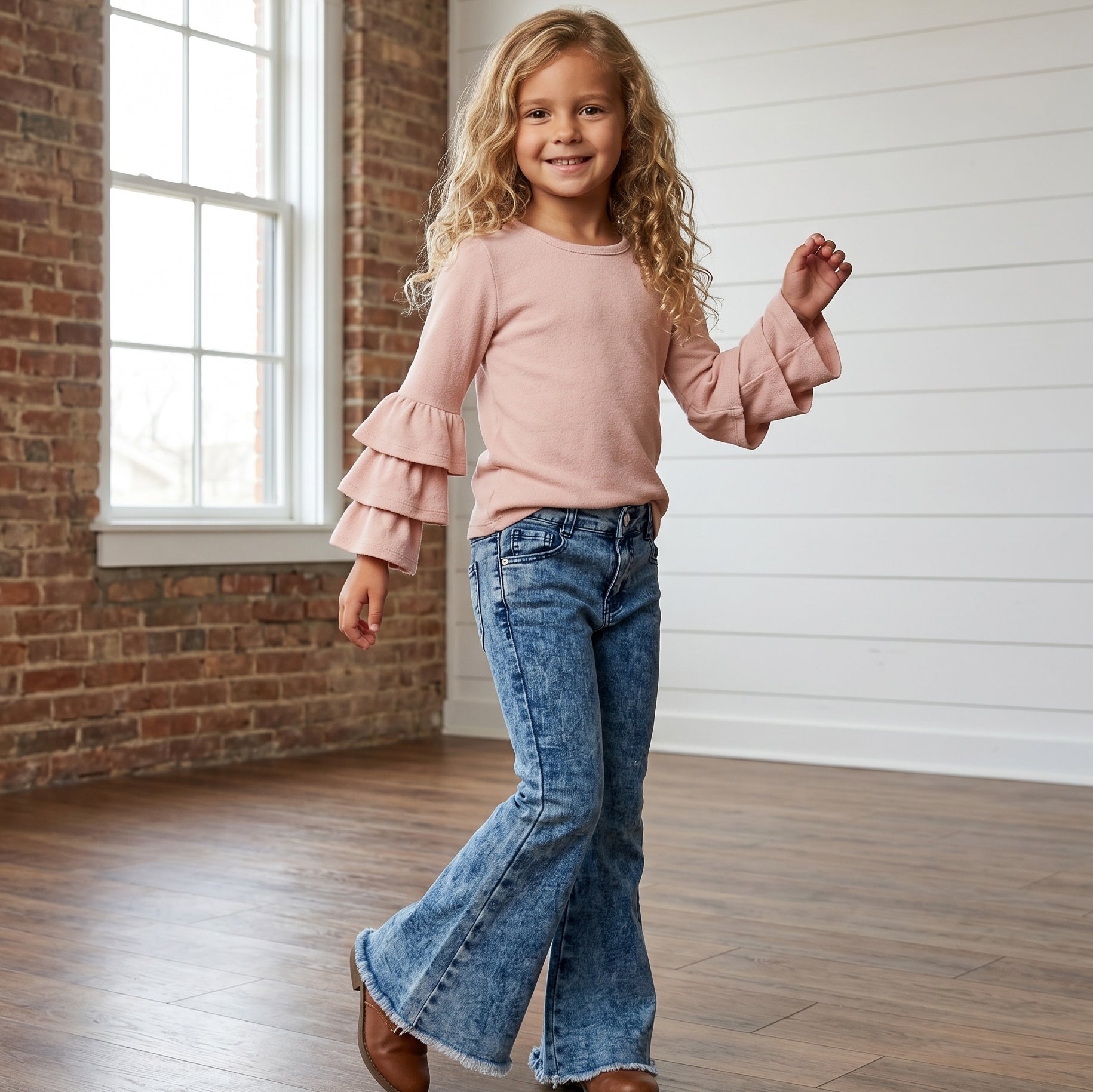 Faded Flare Denim Jean Pant