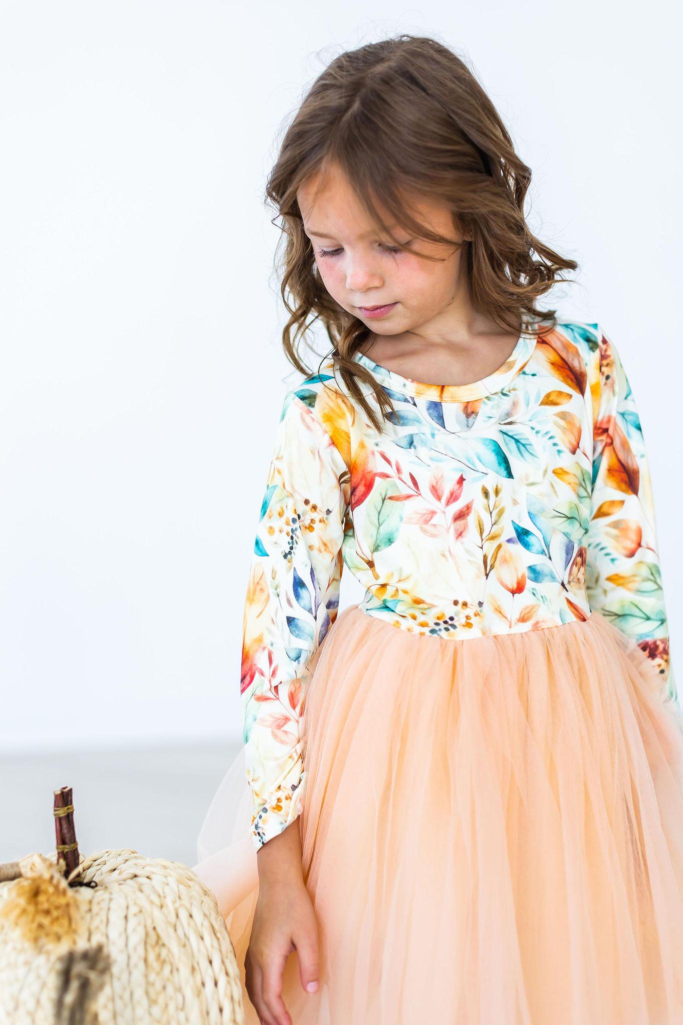 Fall Watercolors L/s Tutu Dress