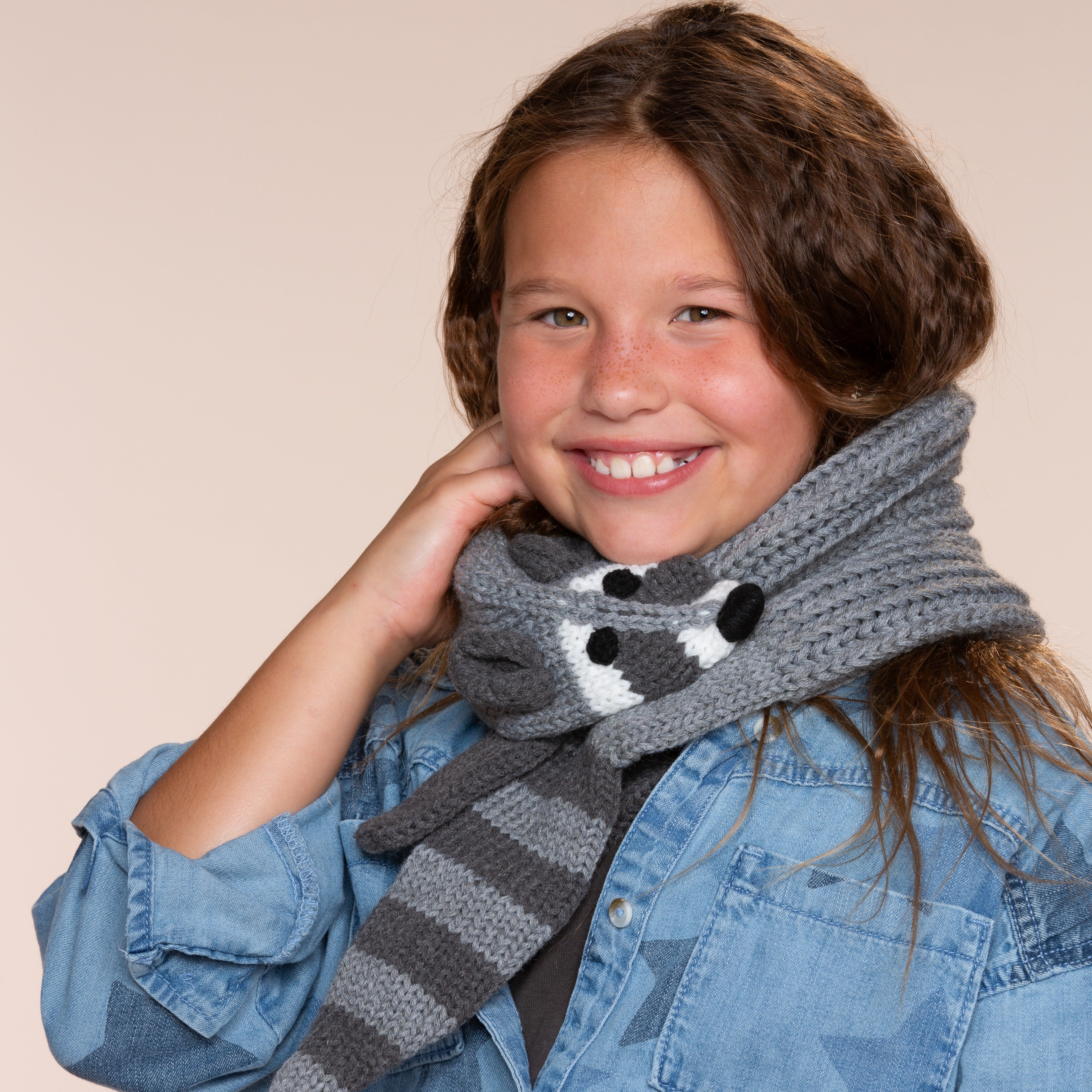 Kids Raccoon Knitted Scarf (4-12y) Unisex