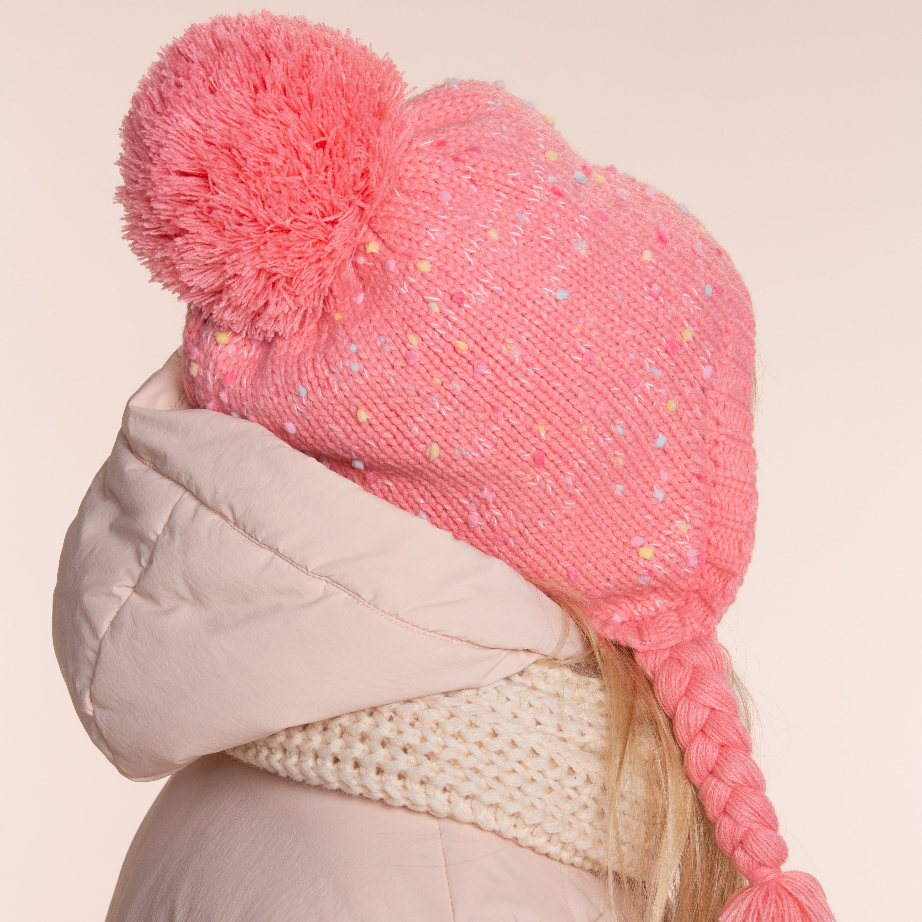 Girls Warm Knit Earflap Hat, Fleece Lined Cold-weather Essential For Kids 1-12 Years