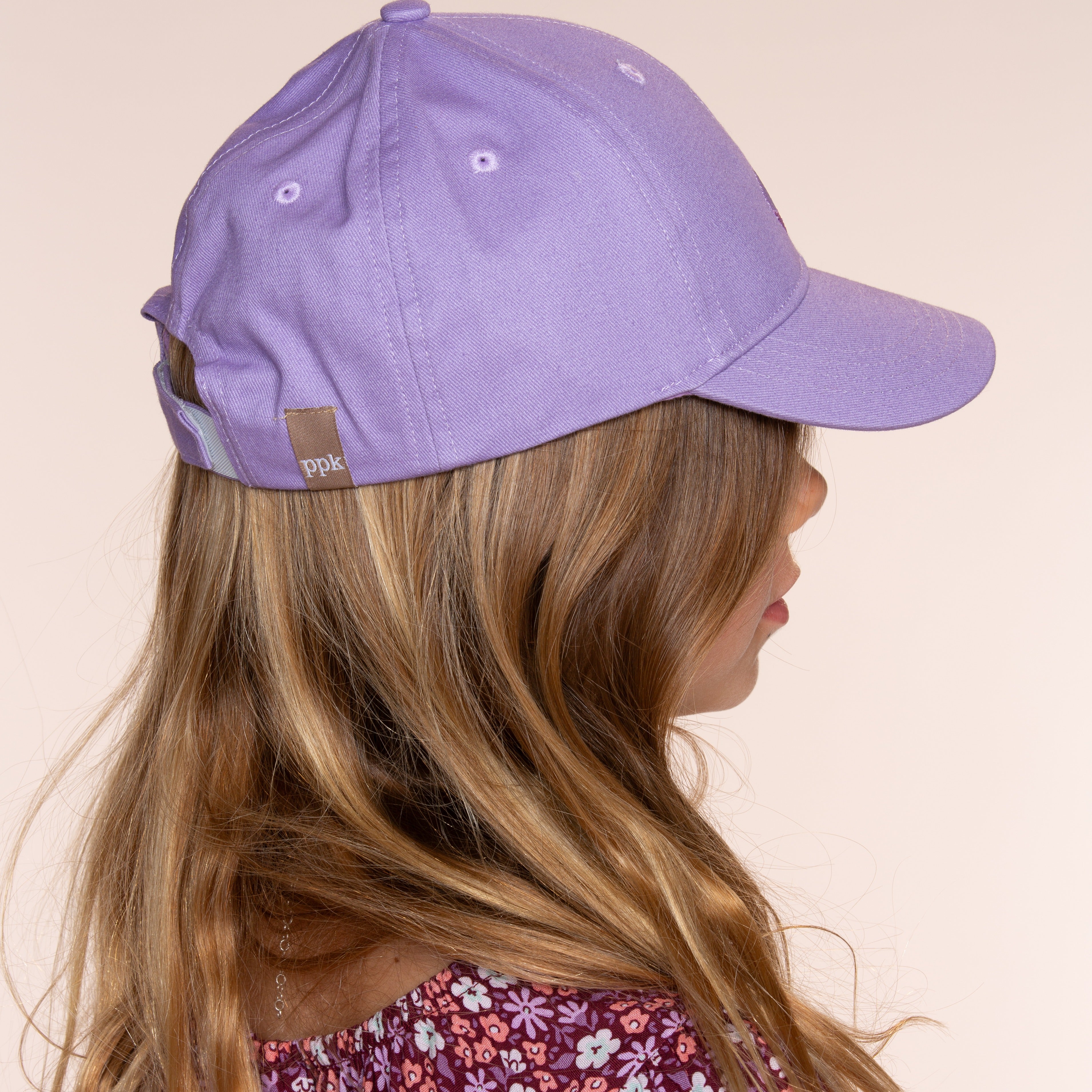 Girls' Purple Baseball Hat- Cotton Fox Patch Cap (3-6/7years)