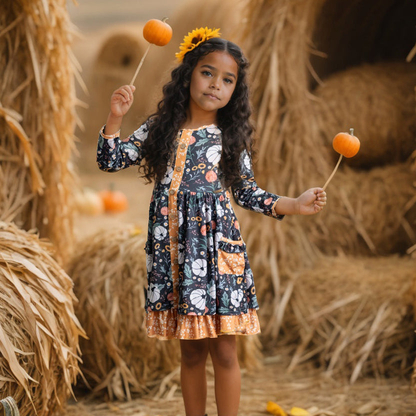 Fall Mustard Pocket Tie Dress